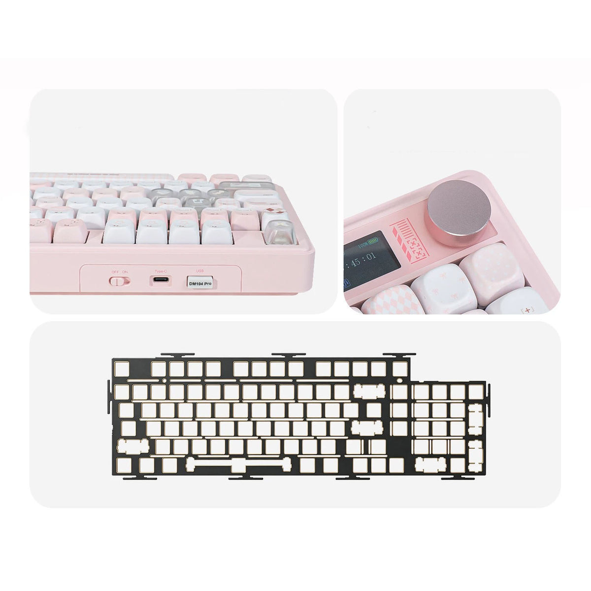 DM104 Mechanical Keyboard with LCD Screen and Media Knob Barebone