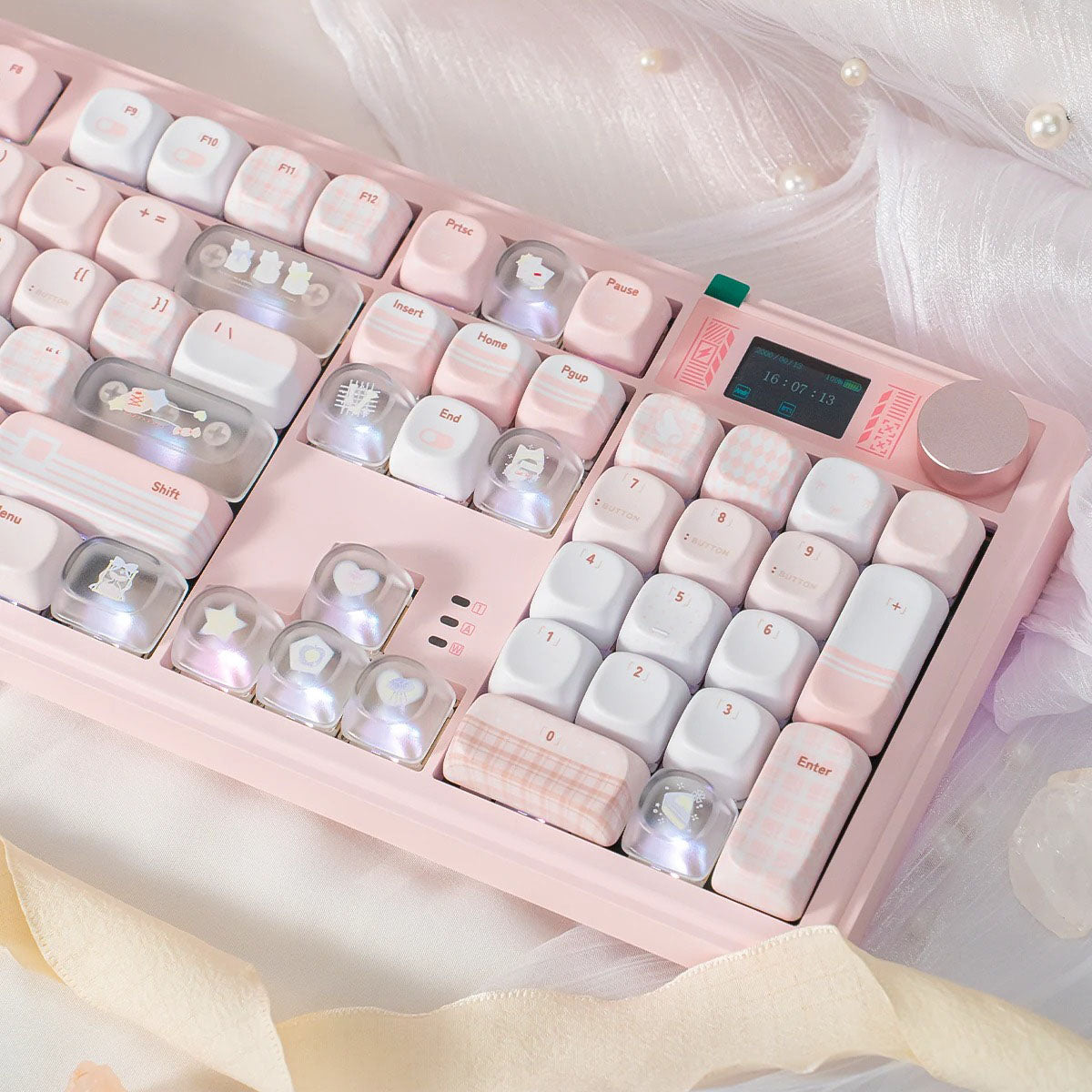 DM104 Mechanical Keyboard with LCD Screen and Media Knob Barebone