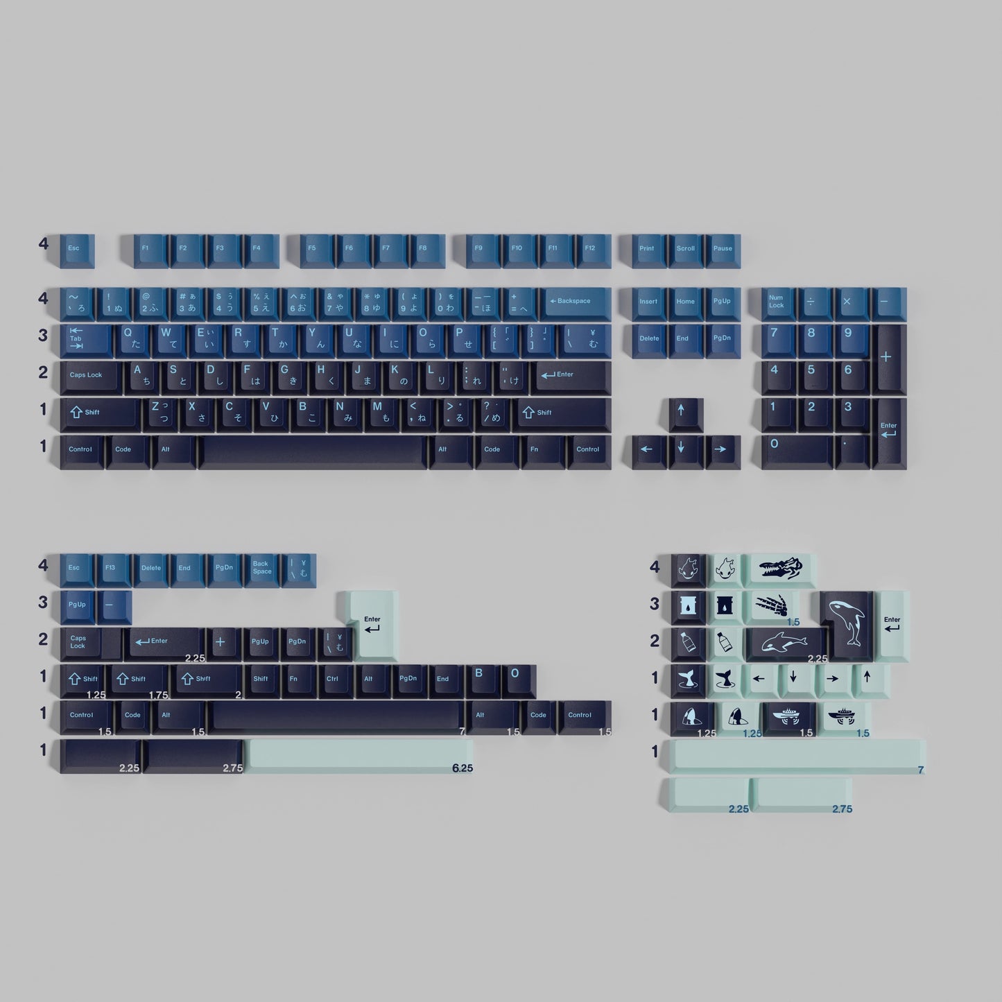 DMK Silent Sea Keycap Set, Cherry Profile, Dye Sub PBT Key Cap