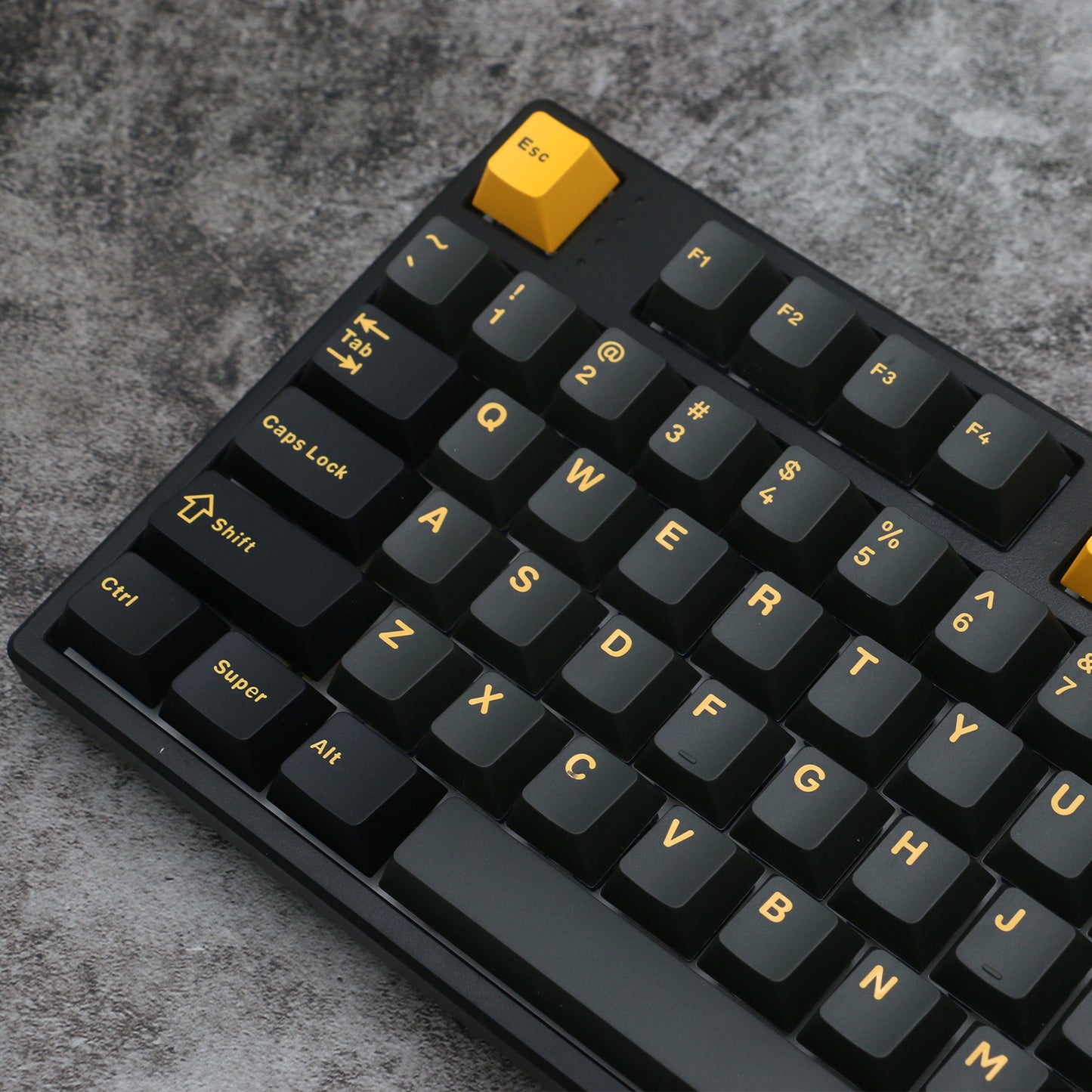 Gold on Black Keycap Set, Cherry Profile, Double Shot PBT Key Cap