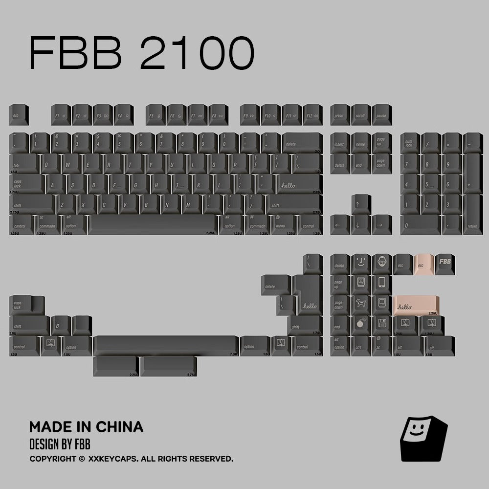 FBB 2100 Minimalist Mac Keycap Set, Cherry Profile, Dye Sub PBT