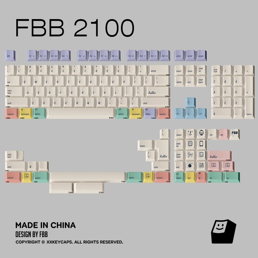 FBB 2100 Minimalist Mac Keycap Set, Cherry Profile, Dye Sub PBT