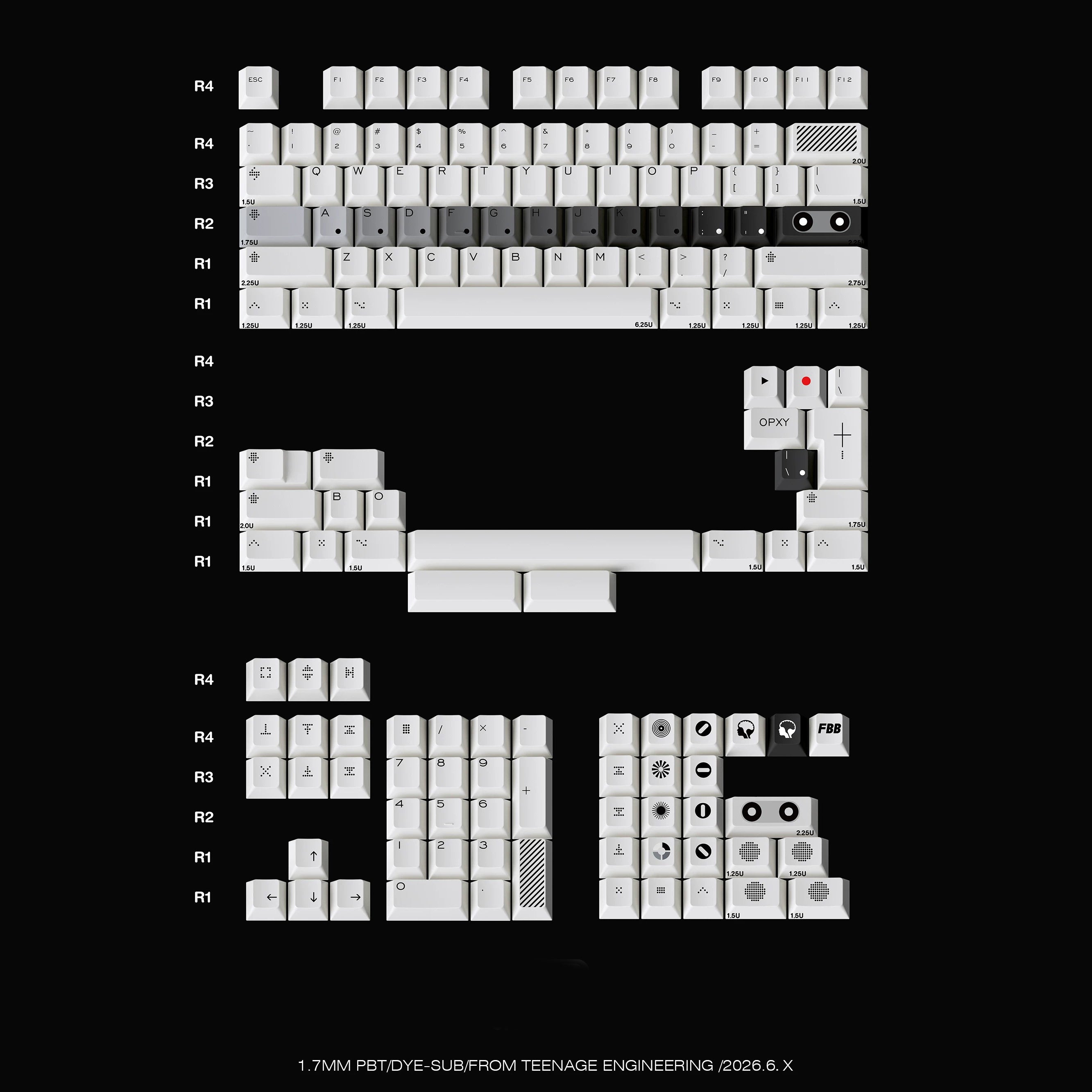 FBB Opxy Keycap Set, Cherry Profile, Dye Sub PBT – Nouvolo