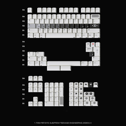 FBB Opxy White/Black Keycap Set, Cherry Profile, Dye Sub PBT