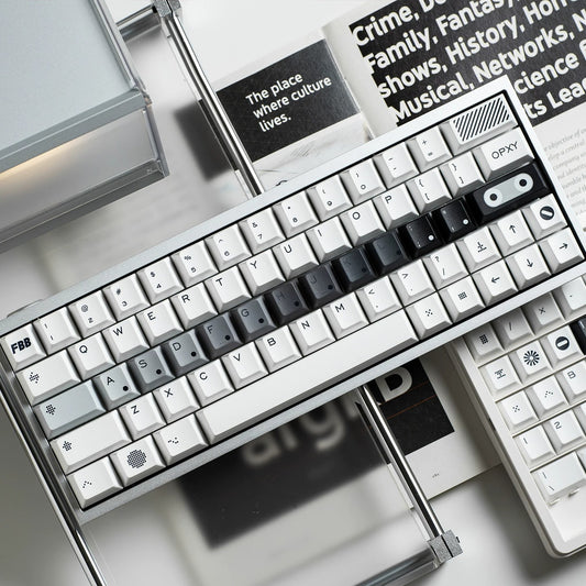 FBB Opxy White/Black Keycap Set, Cherry Profile, Dye Sub PBT
