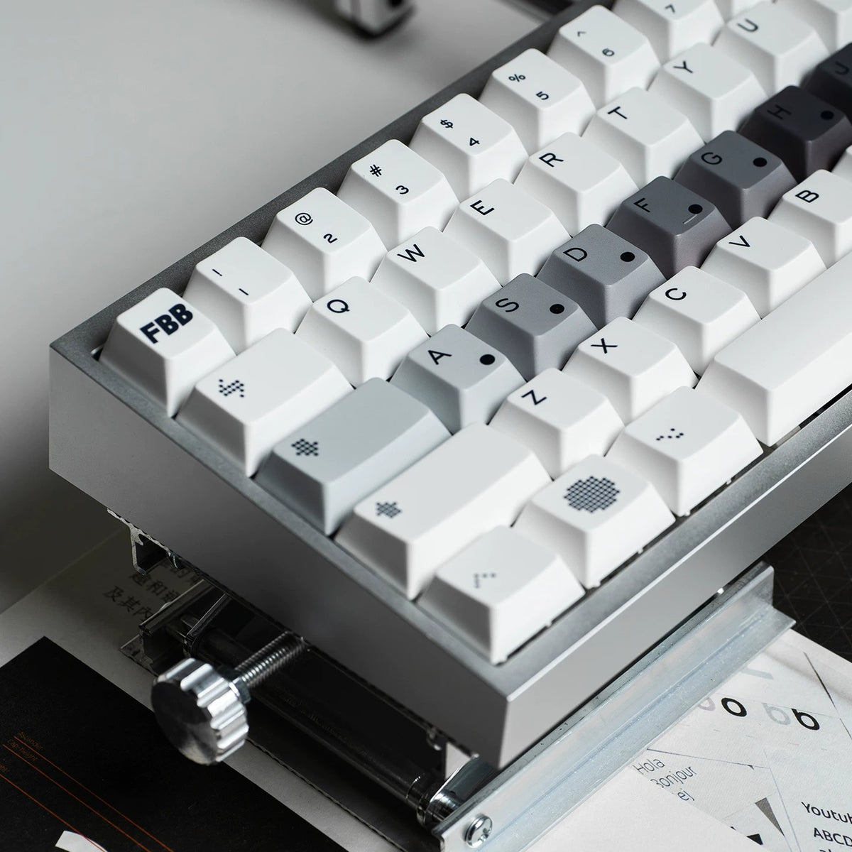 FBB Opxy White/Black Keycap Set, Cherry Profile, Dye Sub PBT