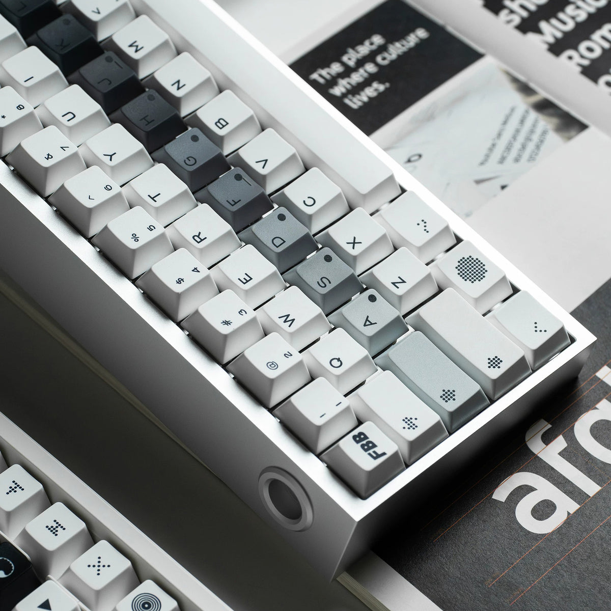 FBB Opxy White/Black Keycap Set, Cherry Profile, Dye Sub PBT
