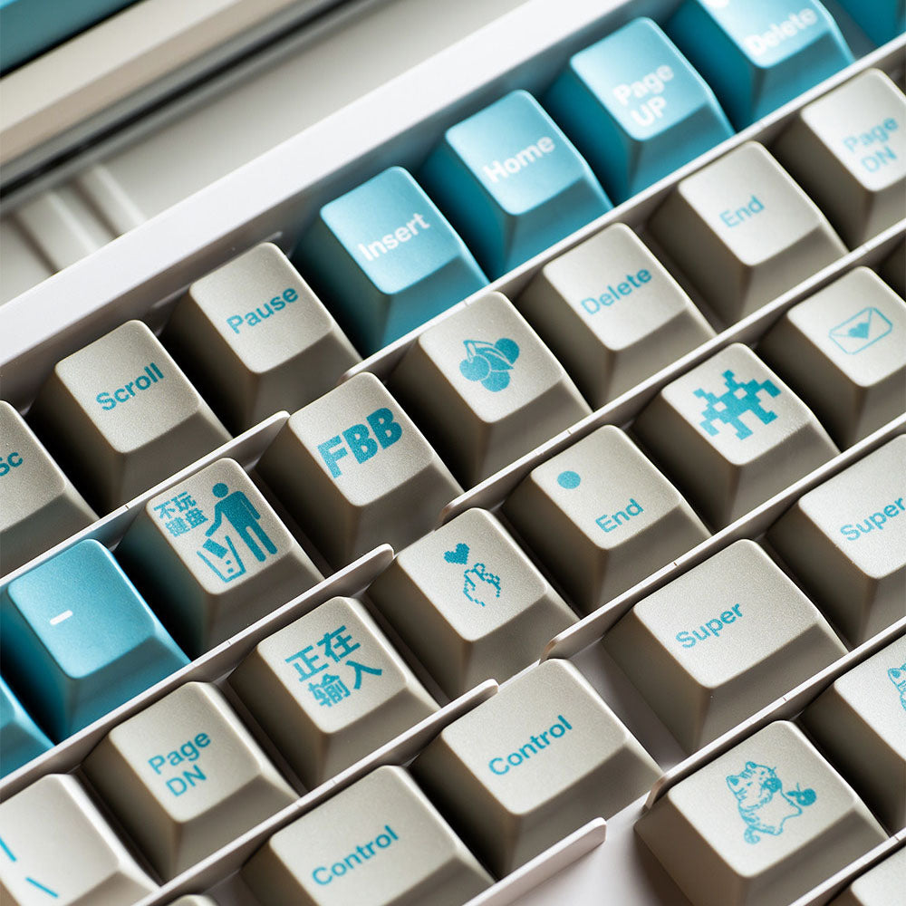 FBB Retro Snow Blue Keycap Set, Cherry Profile, Dye Sub PBT