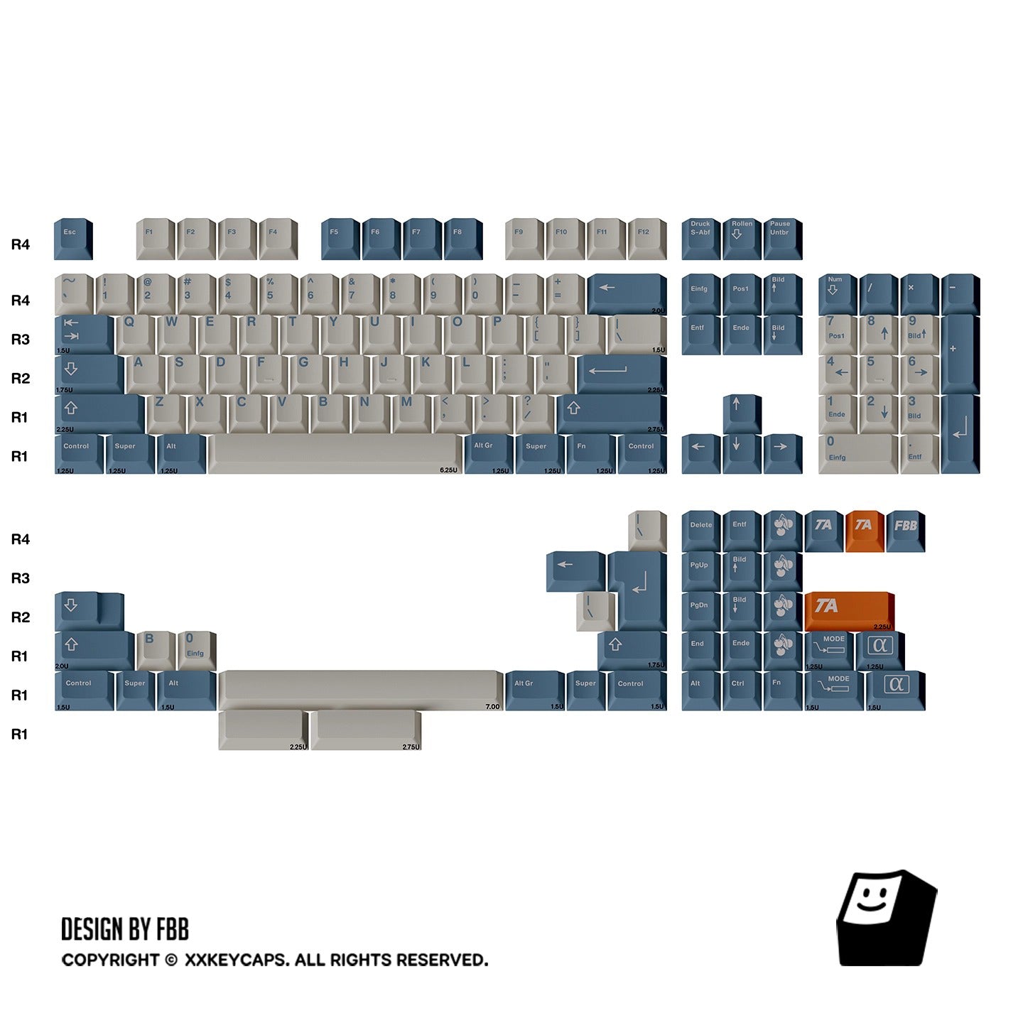 FBB TA Keycap Set, Cherry Profile, Dye Sub PBT