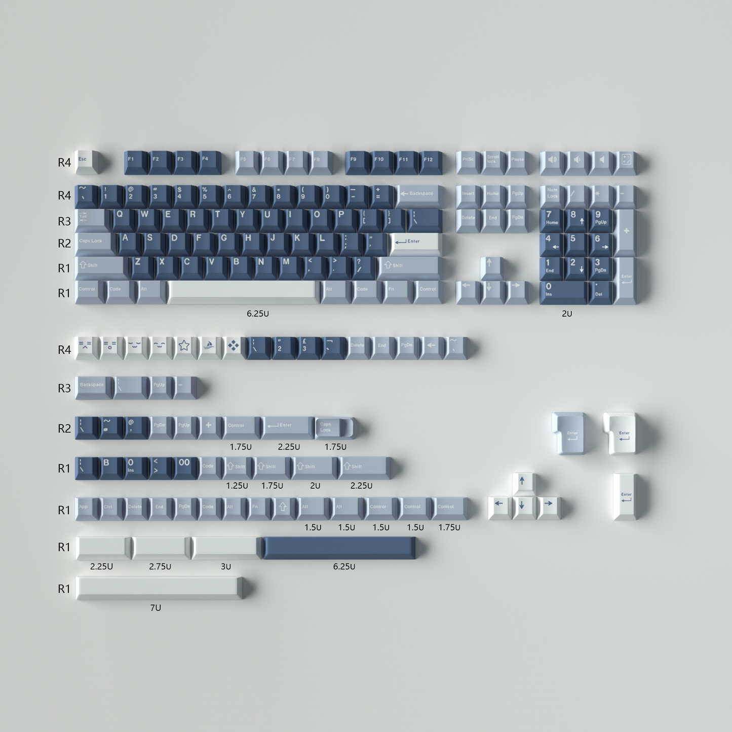 Fish Keycap Set, Cherry Profile, Double Shot ABS Key Cap