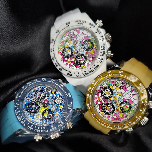 Flower Watch Mod - Chronograph / White Acrylic Case & Bezel