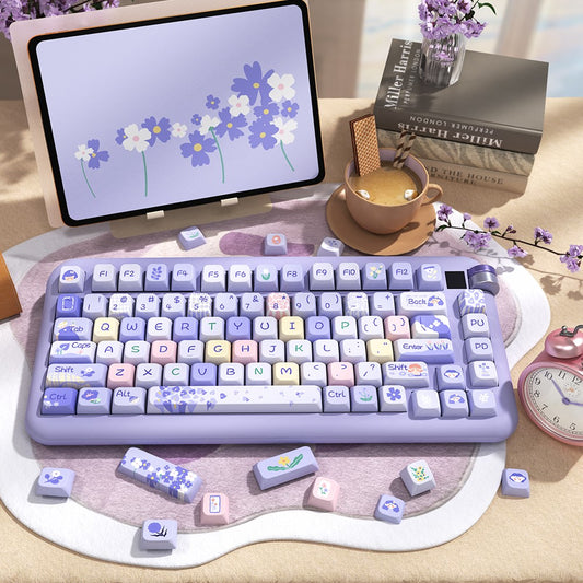 Flower Girl (Purple) Cute Keycap Set, MDA/Cherry Profile, PBT Dye Sub Key Cap