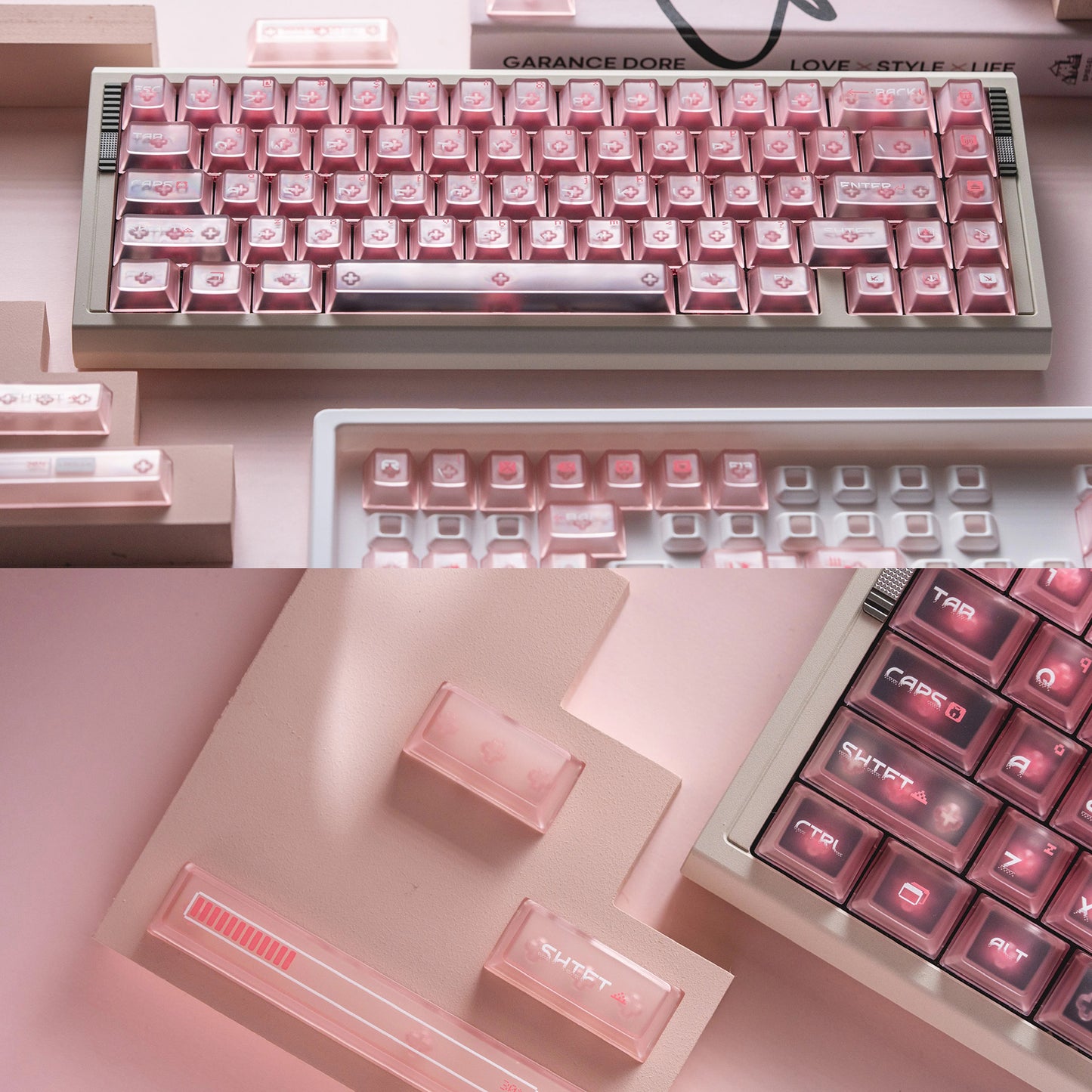 Fog Crystal Keycap Set, Cherry Profile, Dye Sub PBT Cute Key Cap