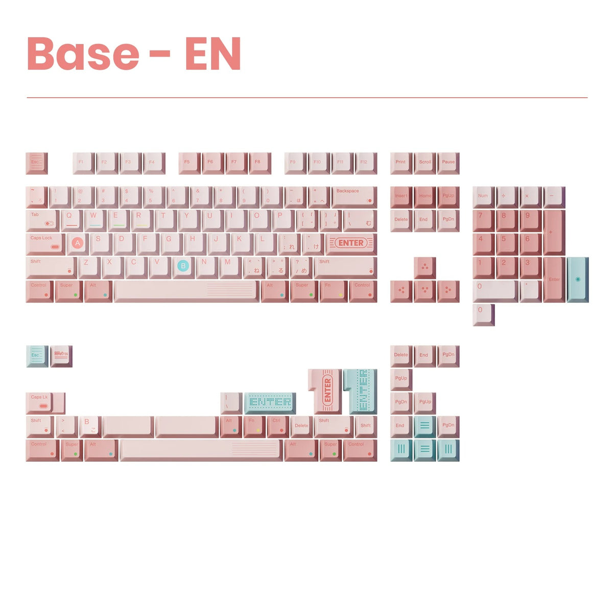 80Retros GAME 1989 Pink Candy Keycap Set, Cherry Profile, Dye Sub PBT Key Cap
