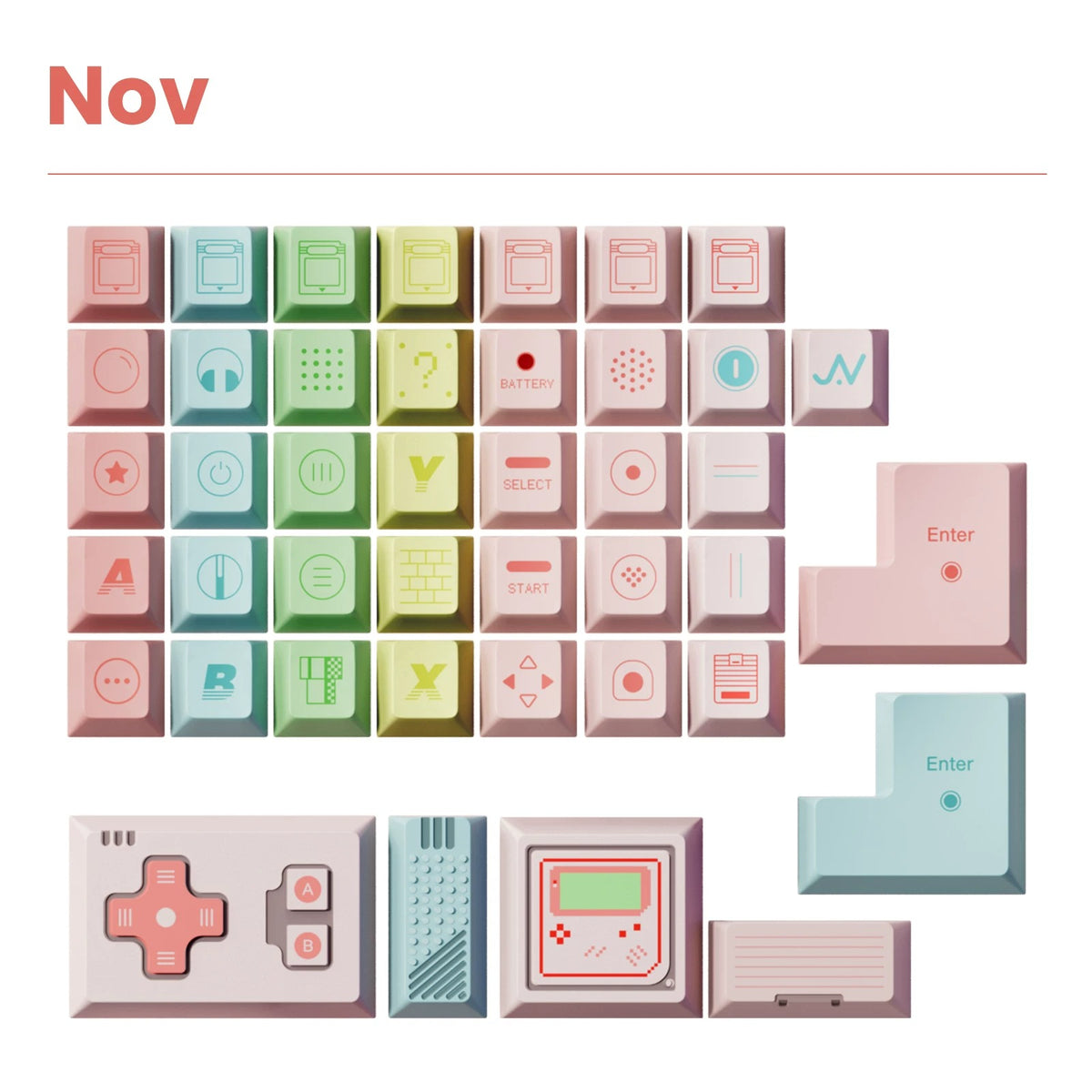80Retros GAME 1989 Pink Candy Keycap Set, Cherry Profile, Dye Sub PBT Key Cap