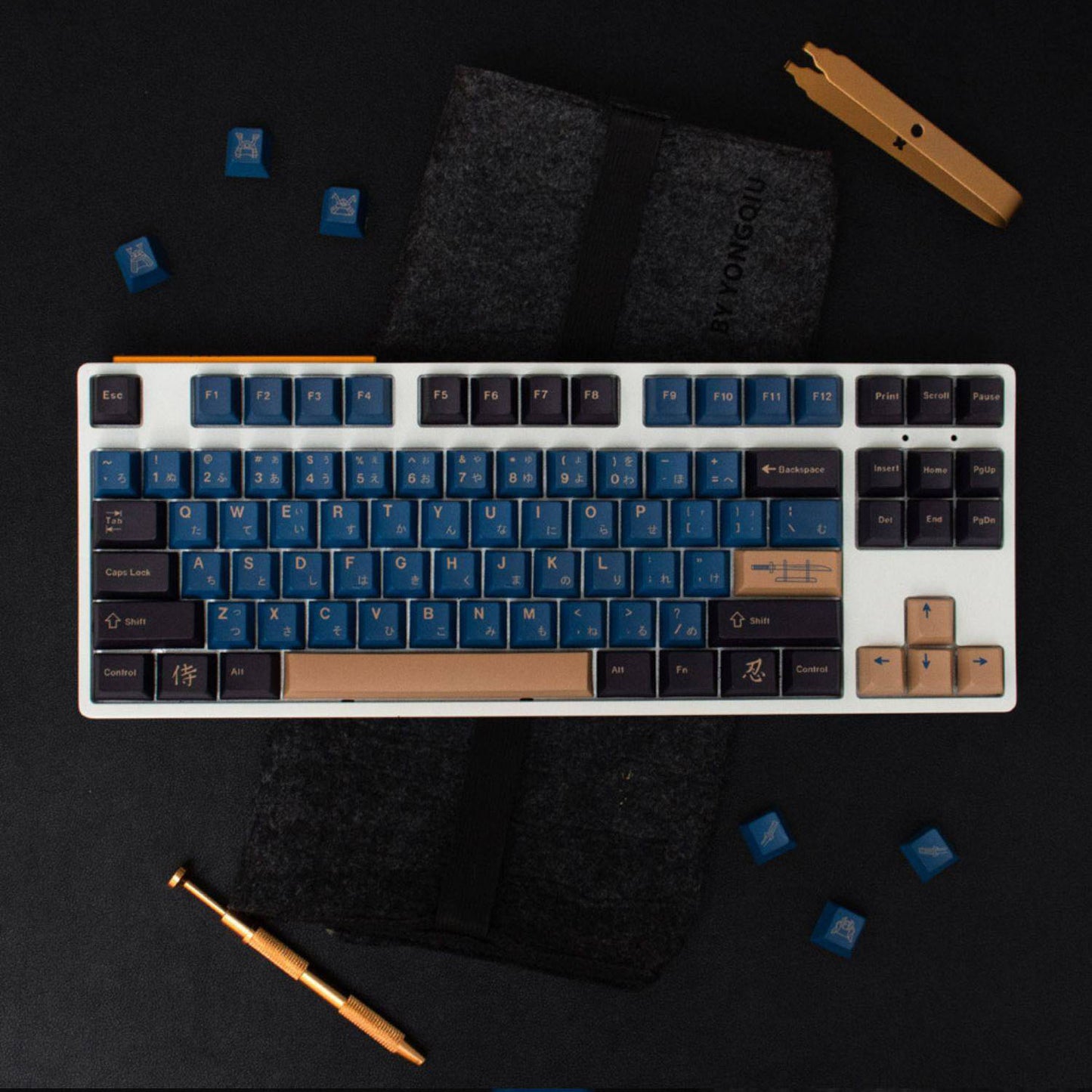 GMK Blue Samurai Keycap Set, Cherry Profile, PBT Dye Sub Key Cap