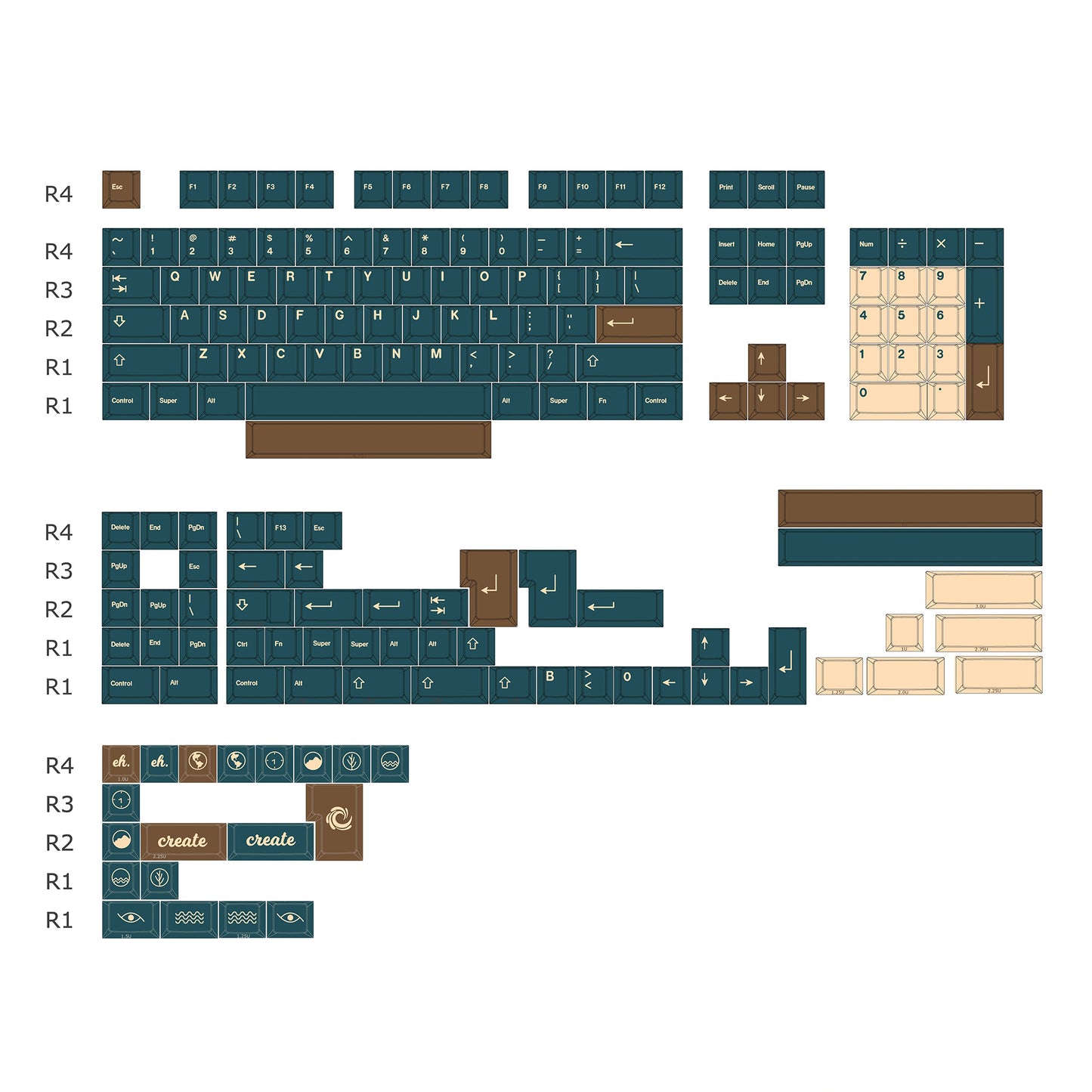 GMK Earth Tones Keycap Set, Cherry Profile, PBT Dye Sub Key Cap
