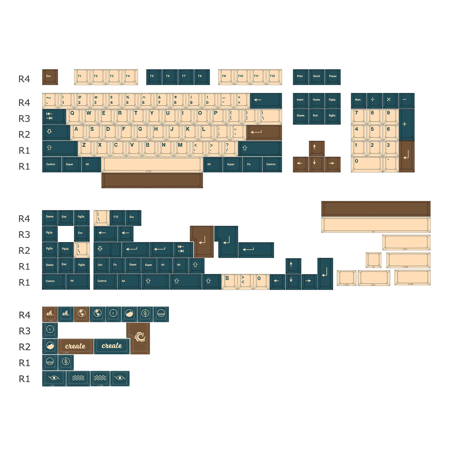 GMK Earth Tones Keycap Set, Cherry Profile, PBT Dye Sub Key Cap