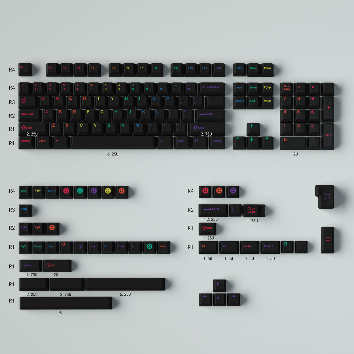 GMK Midnight Rainbow Keycap Set, Cherry Profile, PBT Dye Sub Key Cap ...