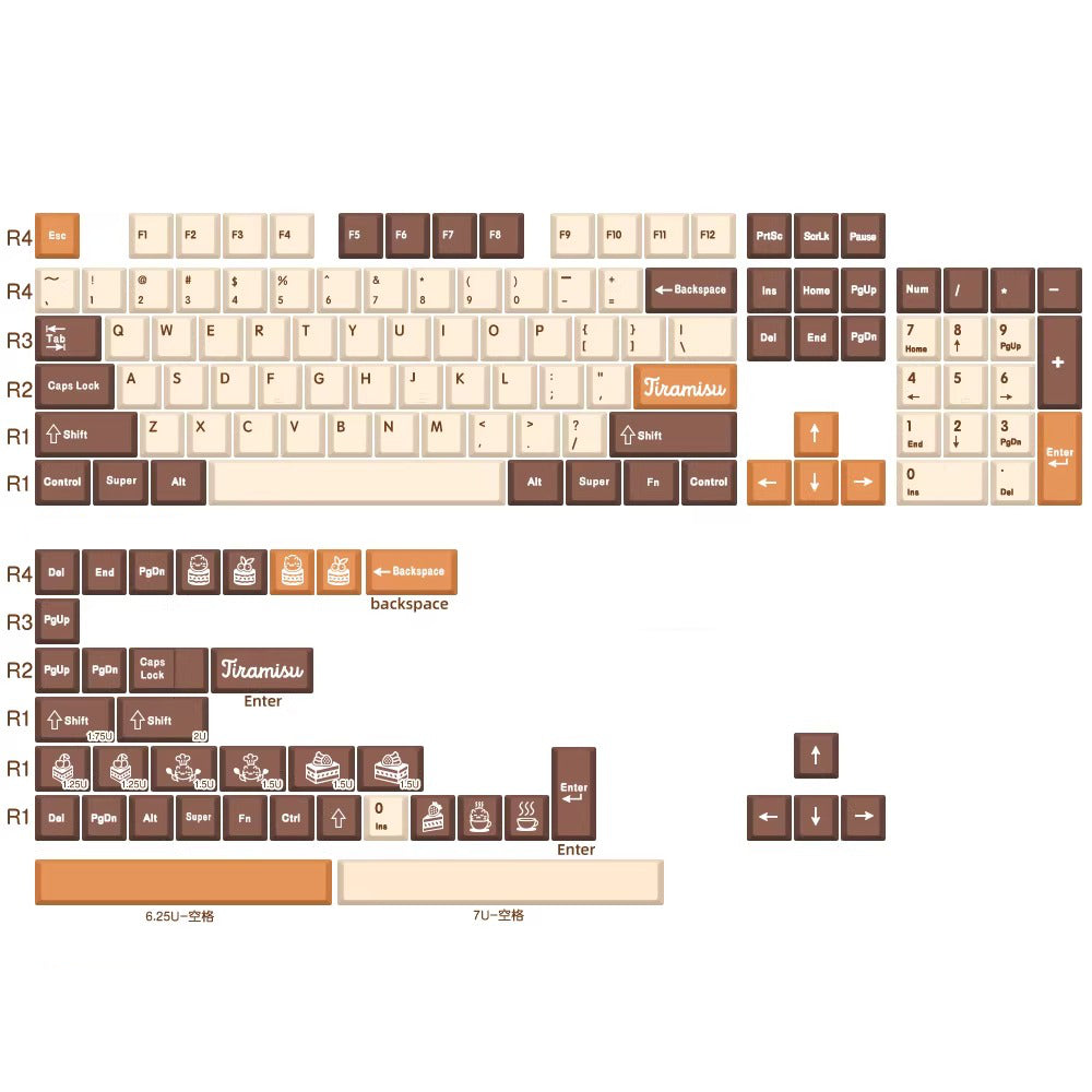 GMK Tiramisu Keycap Set, Cherry Profile, PBT Dye Sub Key Cap