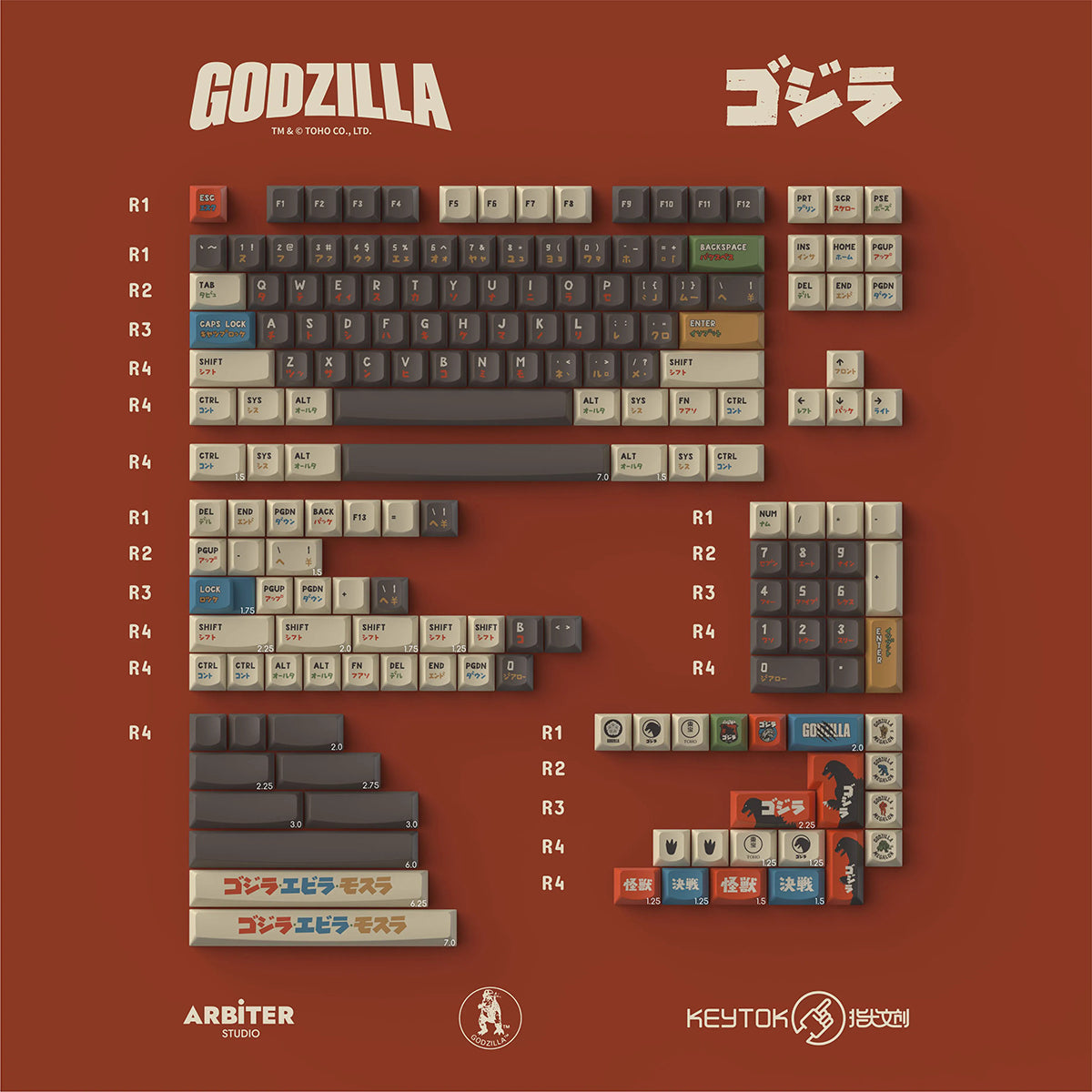 Keyspire Godzilla Keycap Set, Smile Profile, Dye Sub PBT Key Cap – Nouvolo