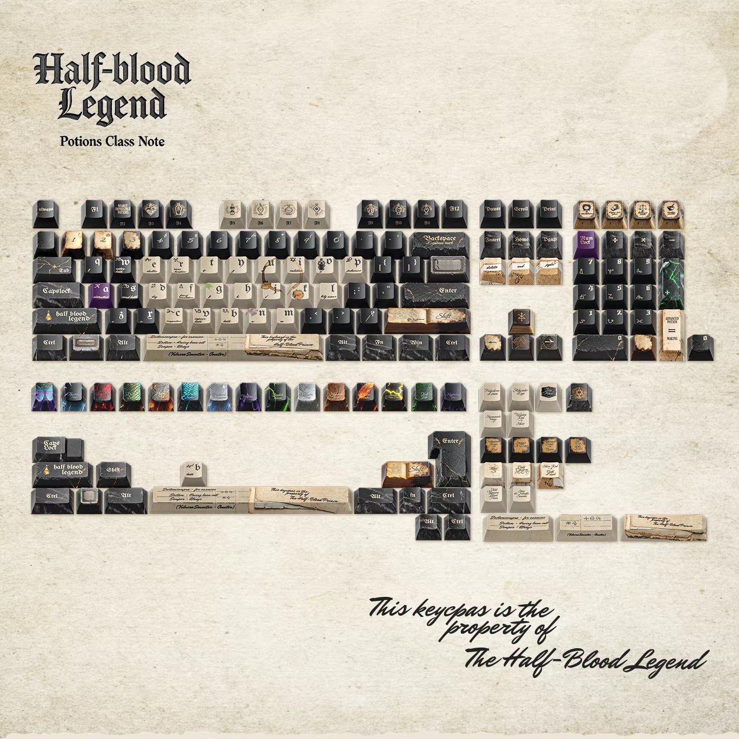 Harry Potter Half Blood Legend Keycap Set, Cherry Profile, Dye Sub PBT Key Cap