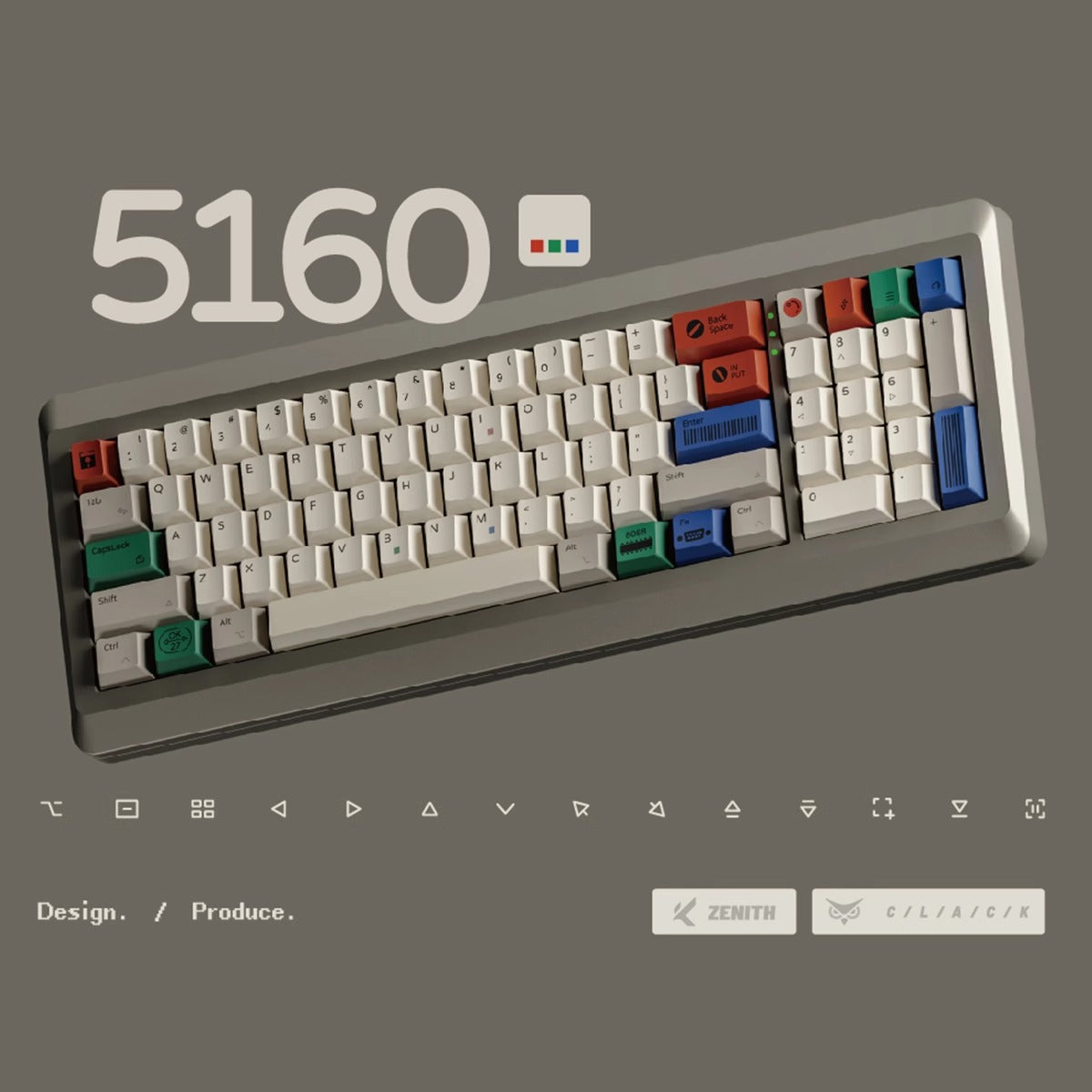 ZenithKey IBM5160 Keycap Set, Cherry Profile, Dye Sub PBT Key Cap