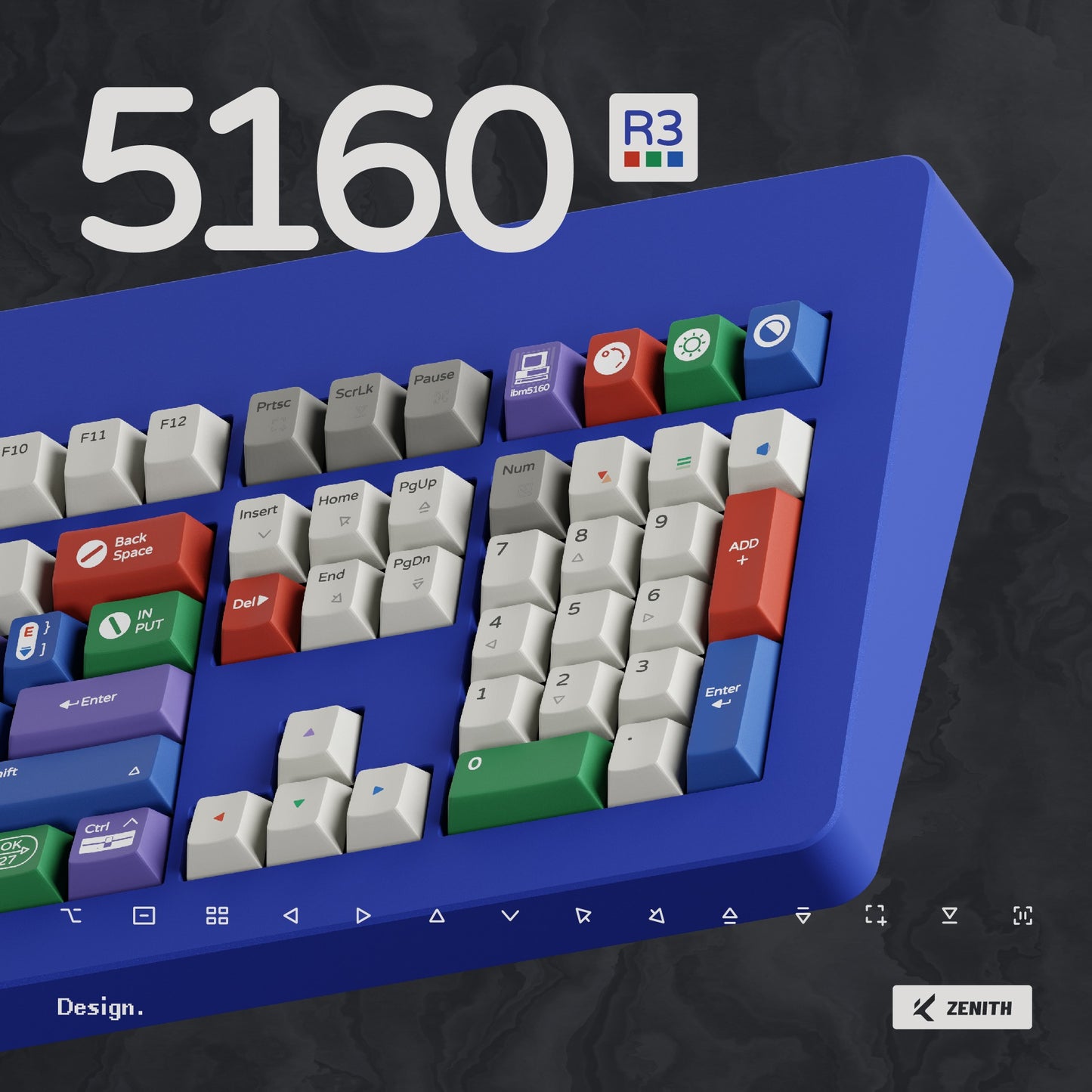 ZenithKey IBM 5160 R3 Keycap Set, Cherry Profile, Dye Sub PBT Key Cap