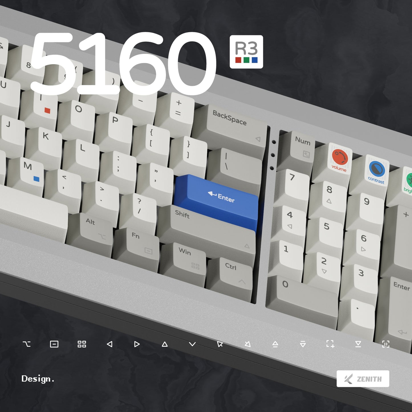 ZenithKey IBM 5160 R3 Keycap Set, Cherry Profile, Dye Sub PBT Key Cap