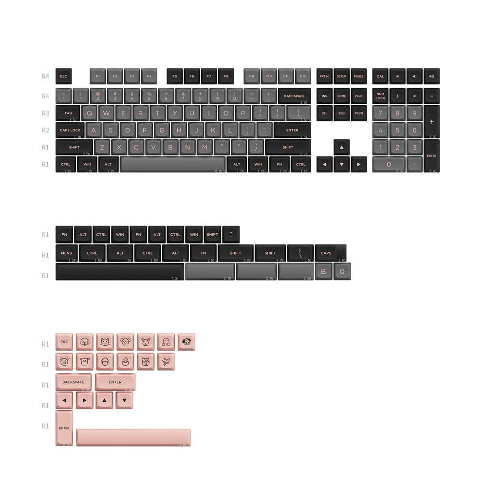 Black Pink AKKO Keycap Set, ASA Profile, Double Shot PBT Key Cap