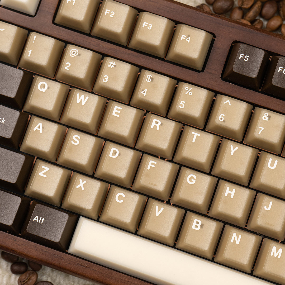 Cocoa Latte Jade Semi-transparent Keycap Set, Cherry Profile, Double Shot PBT + Transparent PC Keycap