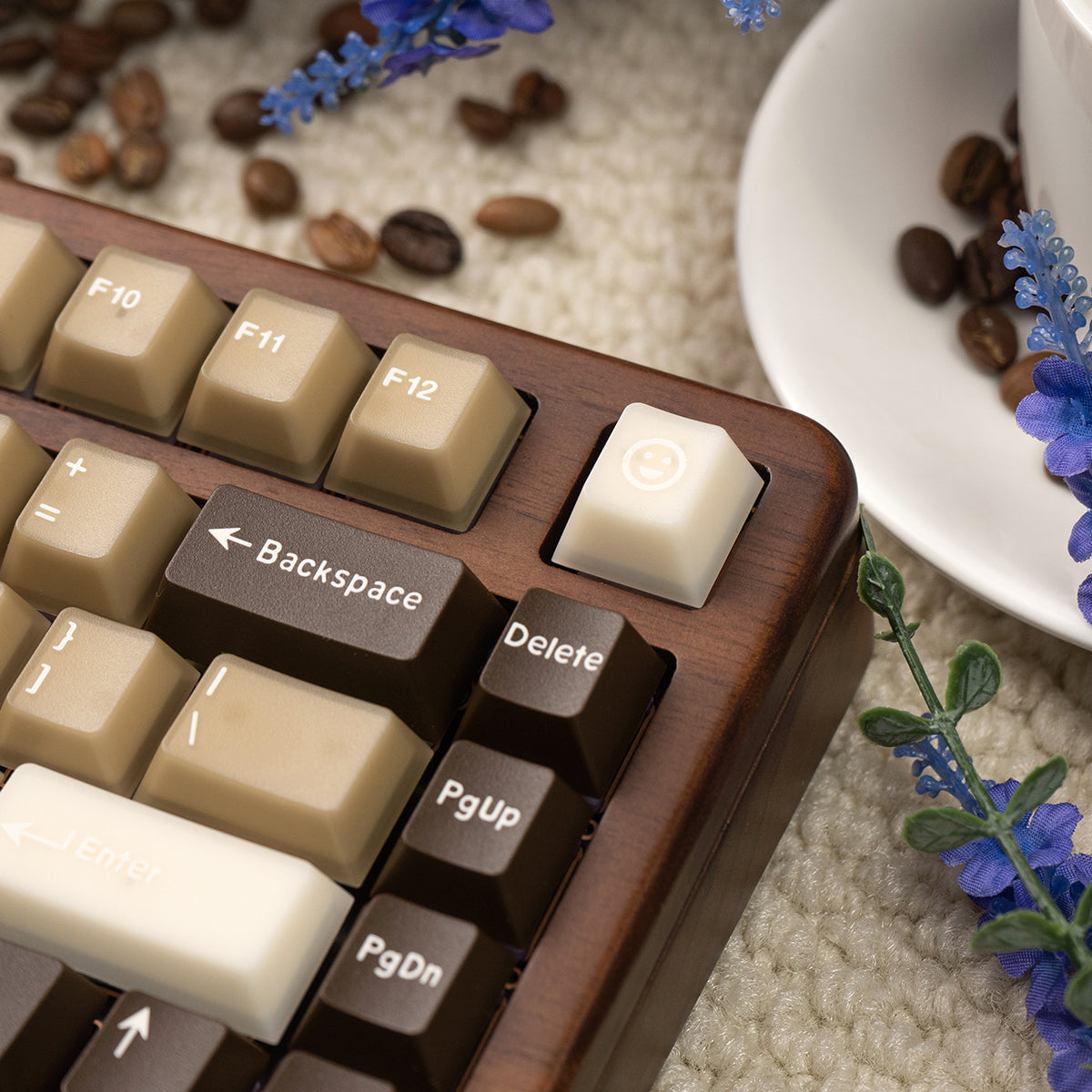 Cocoa Latte Jade Semi-transparent Keycap Set, Cherry Profile, Double Shot PBT + Transparent PC Keycap