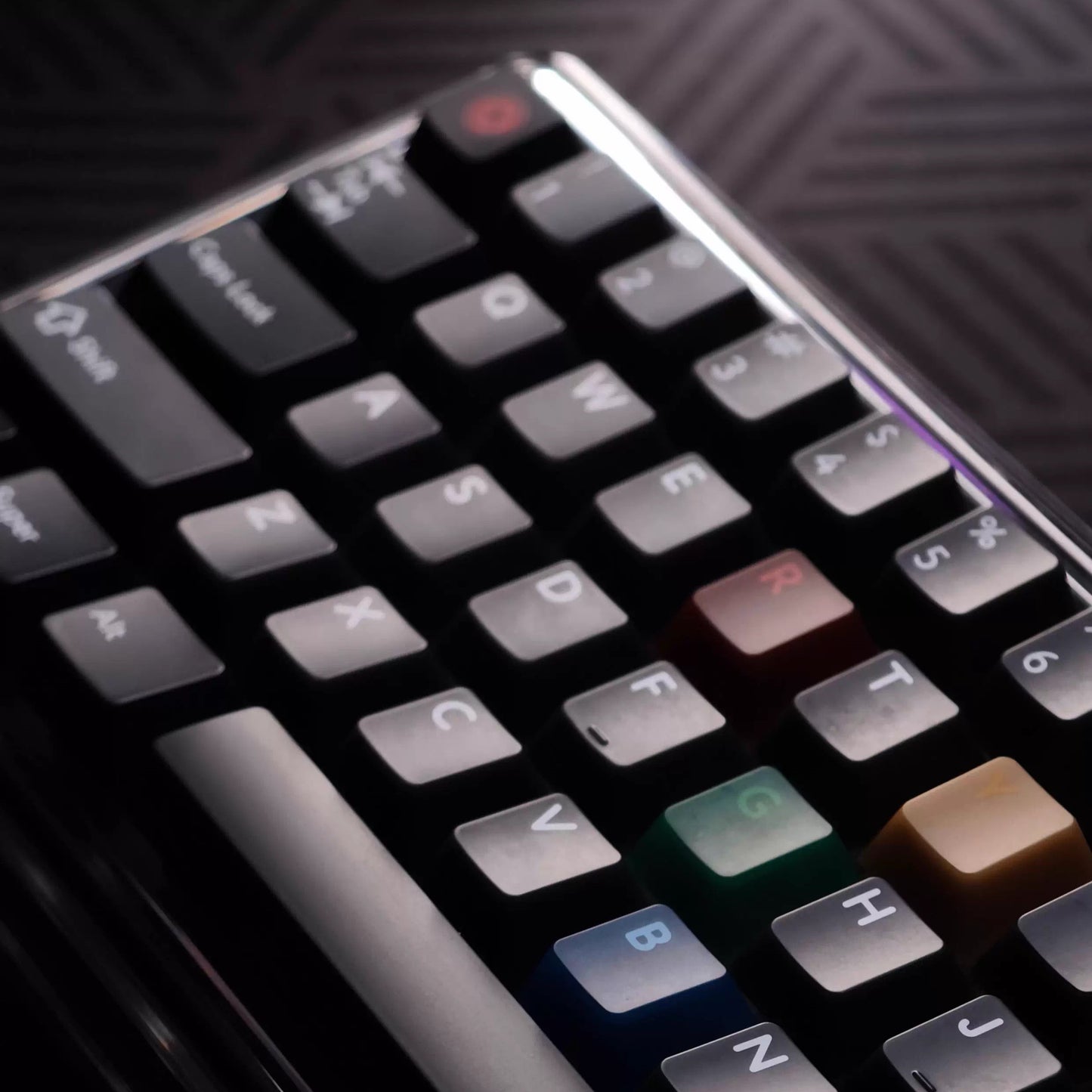 Retro Dark Lights Jade Semi-Transparent Keycap Set, Cherry Profile, Dye Sub PBT, PC Transparent