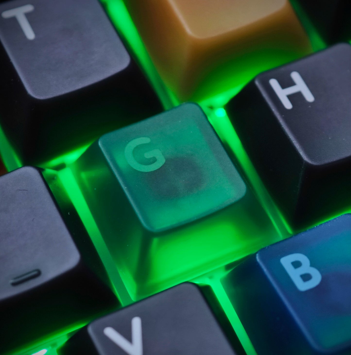 Retro Dark Lights Jade Semi-Transparent Keycap Set, Cherry Profile, Dye Sub PBT, PC Transparent