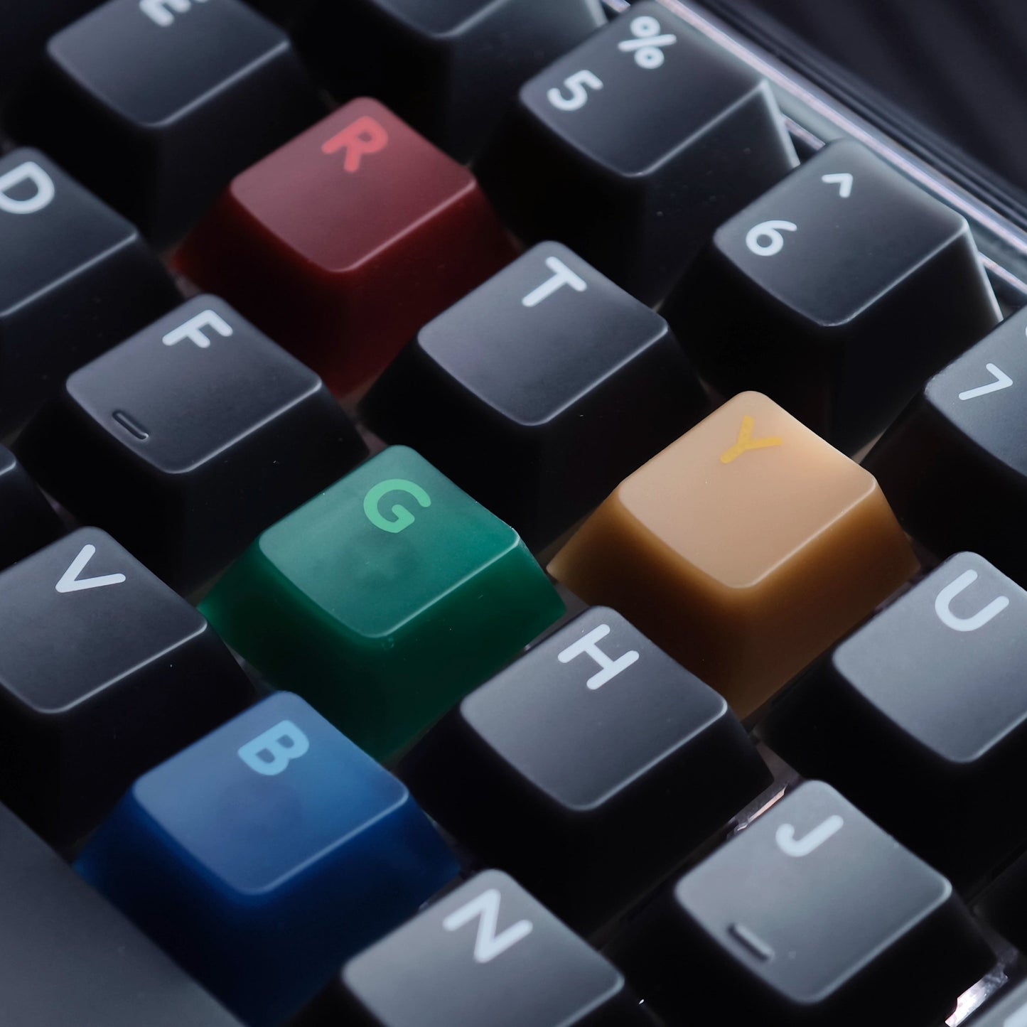 Retro Dark Lights Jade Semi-Transparent Keycap Set, Cherry Profile, Dye Sub PBT, PC Transparent