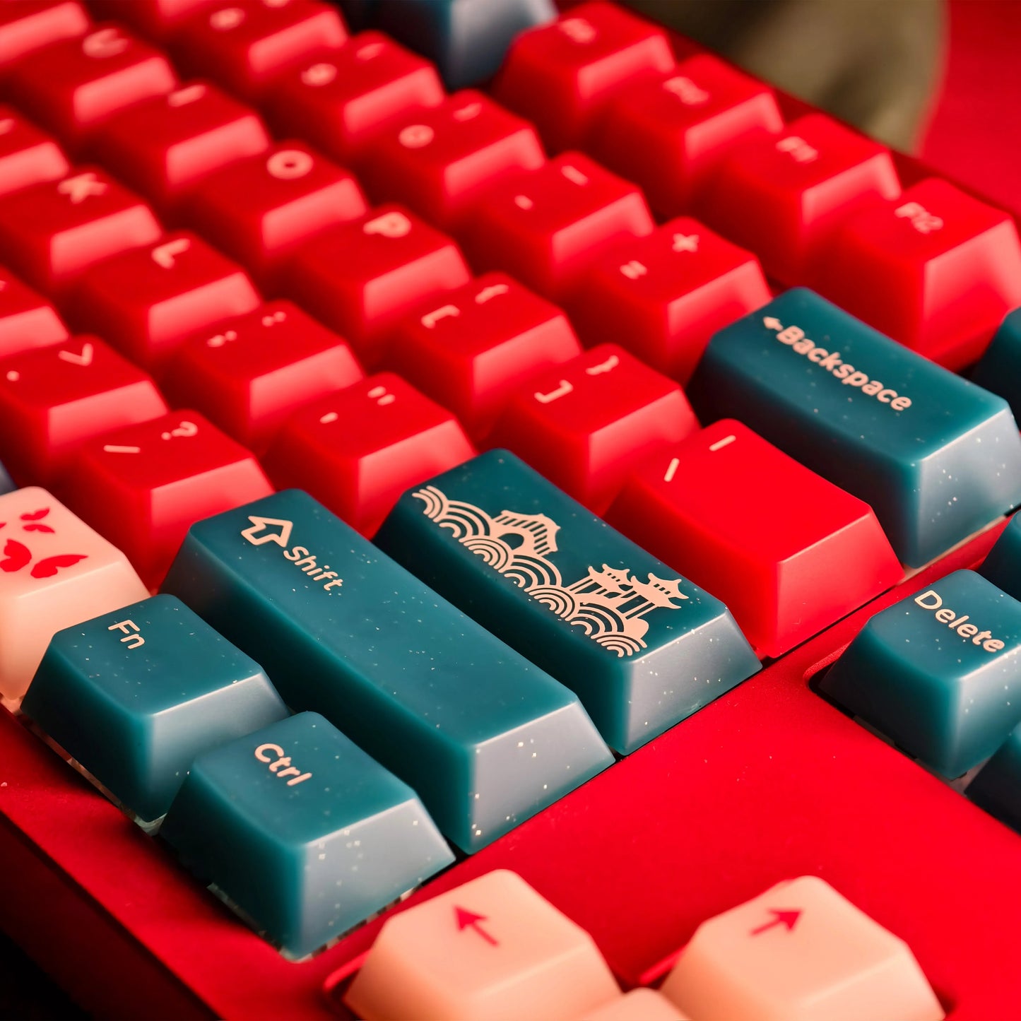 Red Bean Jade Semi-Transparent Keycap Set, Cherry Profile, Dye Sub PBT, PC Transparent