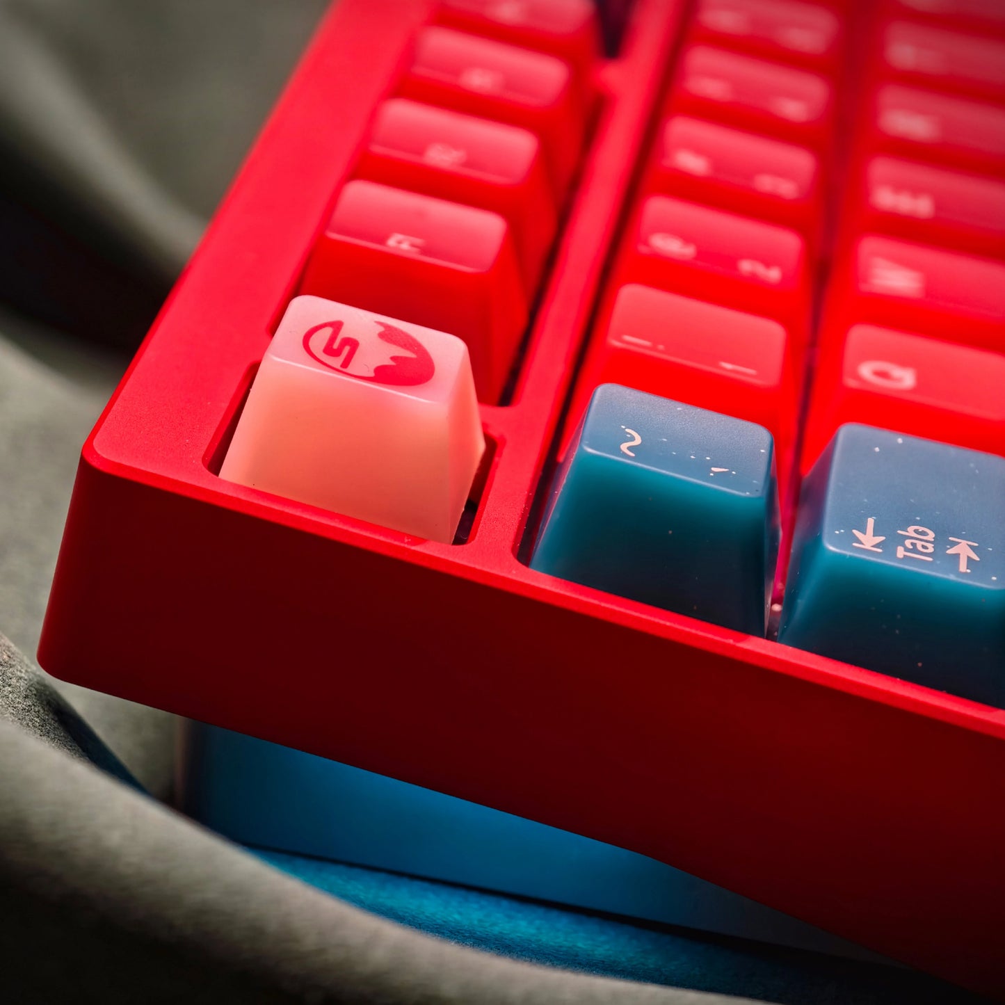 Red Bean Jade Semi-Transparent Keycap Set, Cherry Profile, Dye Sub PBT, PC Transparent
