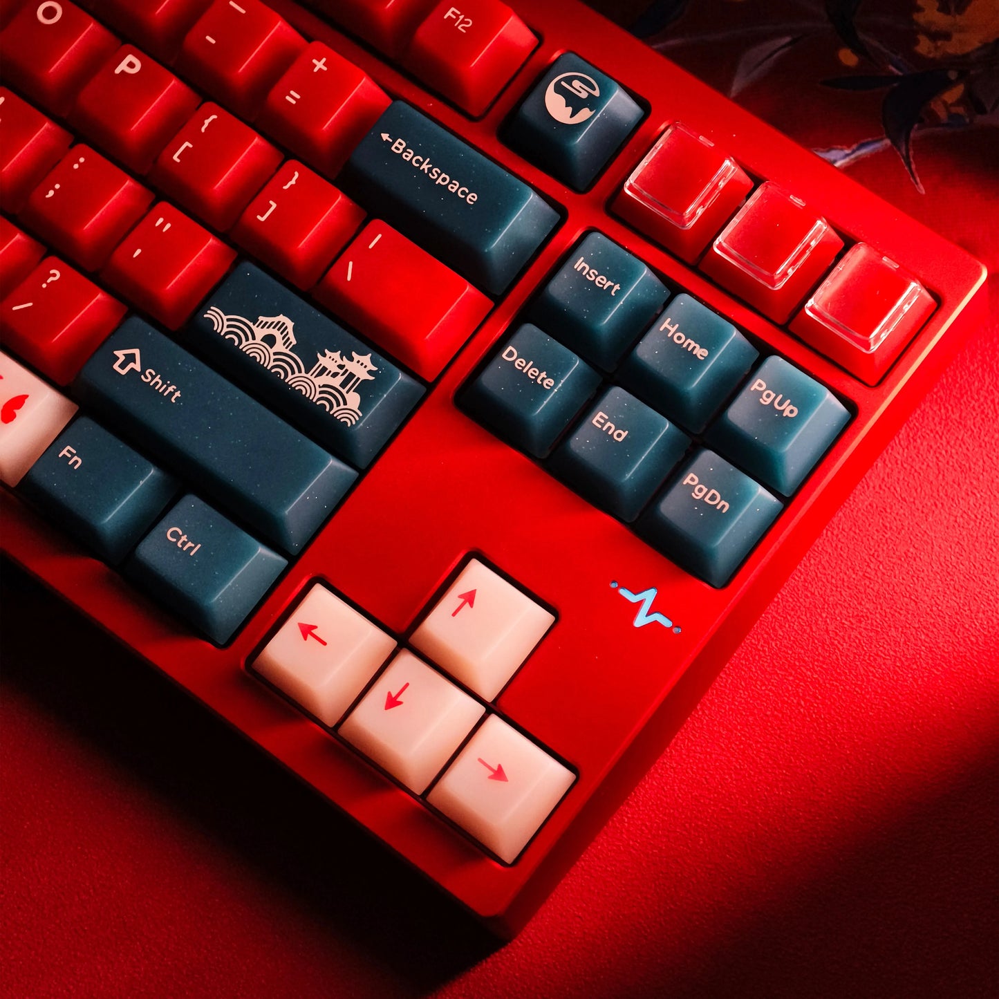 Red Bean Jade Semi-Transparent Keycap Set, Cherry Profile, Dye Sub PBT, PC Transparent