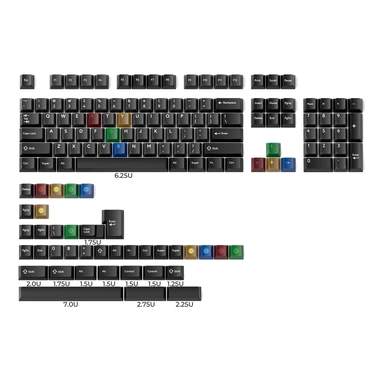 Retro Dark Lights Jade Semi-Transparent Keycap Set, Cherry Profile, Dye Sub PBT, PC Transparent