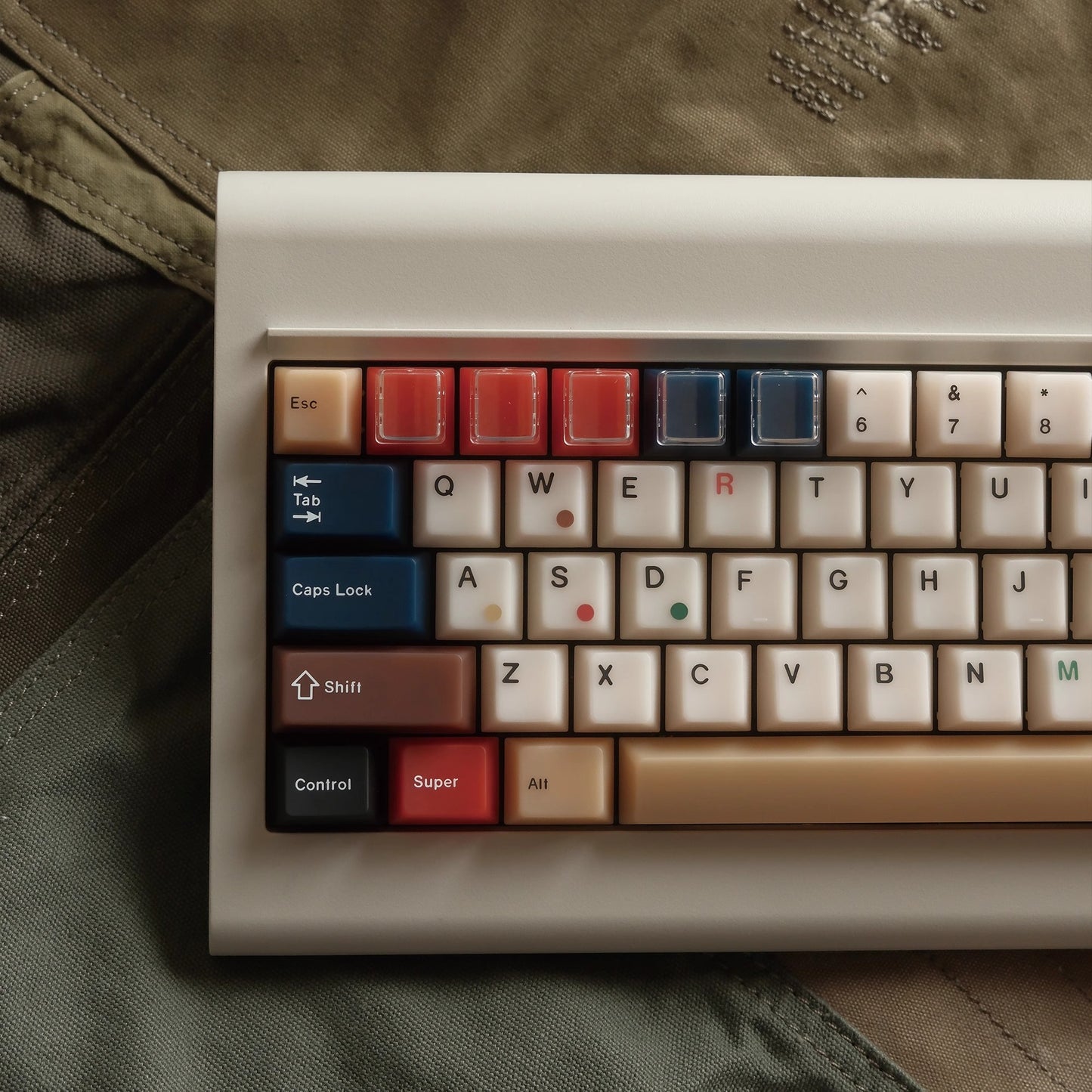 Retro Mixed Lights Jade Semi-Transparent Keycap Set, Cherry Profile, Dye Sub PBT, PC Transparent