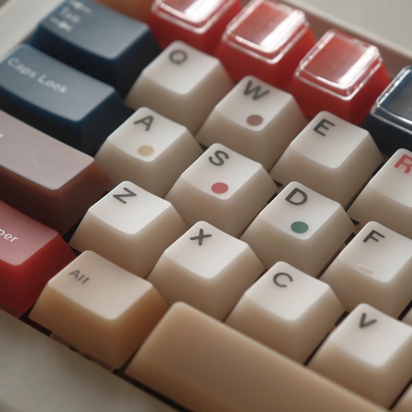 Retro Mixed Lights Jade Semi-Transparent Keycap Set, Cherry Profile, Dye Sub PBT, PC Transparent