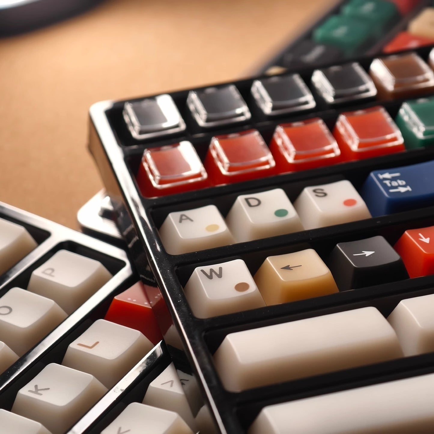 Retro Mixed Lights Jade Semi-Transparent Keycap Set, Cherry Profile, Dye Sub PBT, PC Transparent