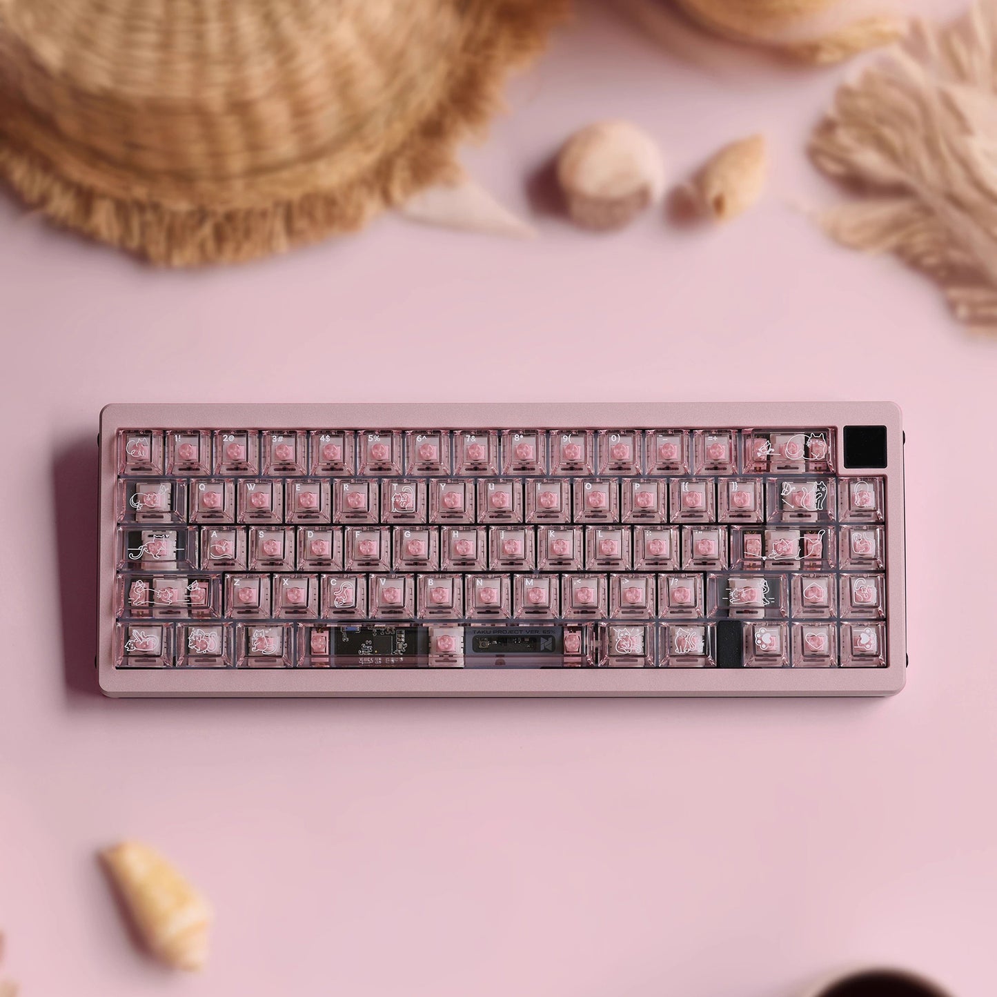 Lazycat Studio Jelly Cat Cute Keycap Set, Cherry Profile