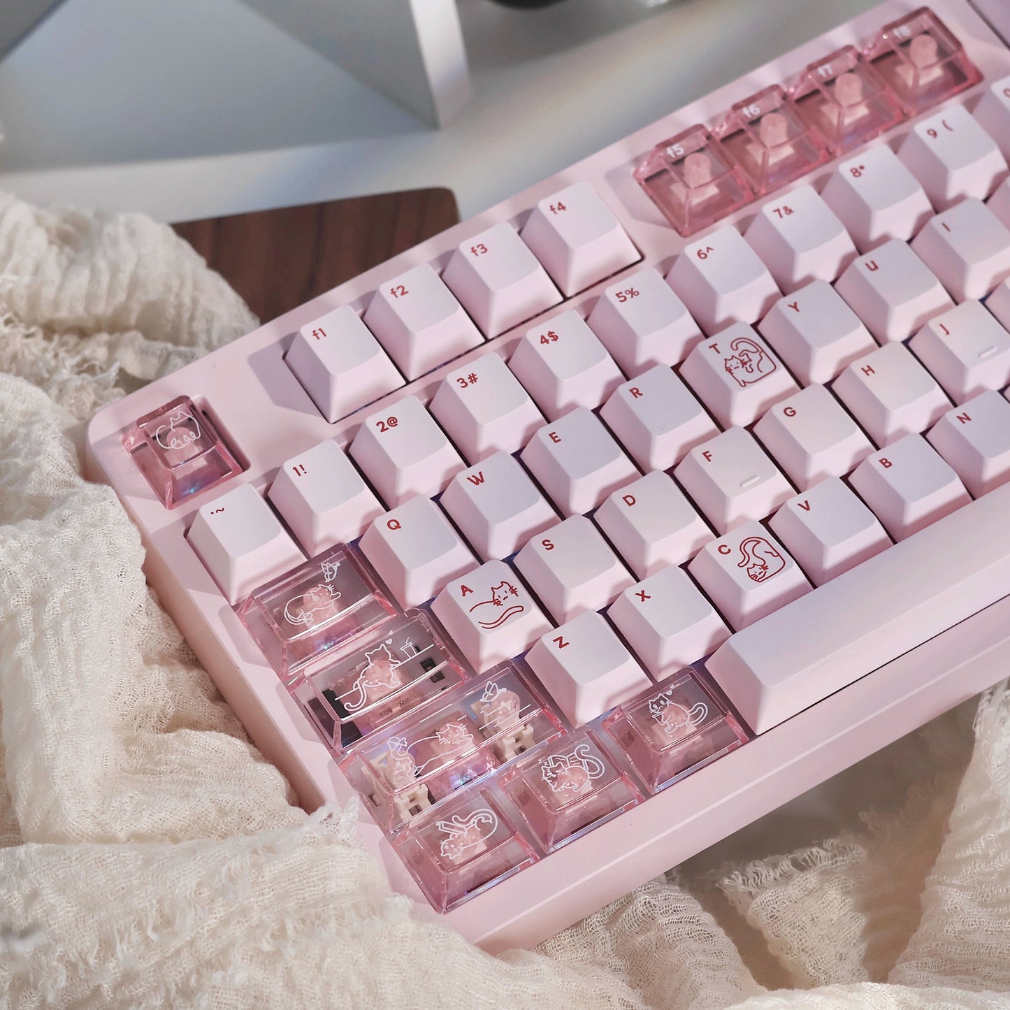 Lazycat Studio Jelly Cat Cute Keycap Set, Cherry Profile