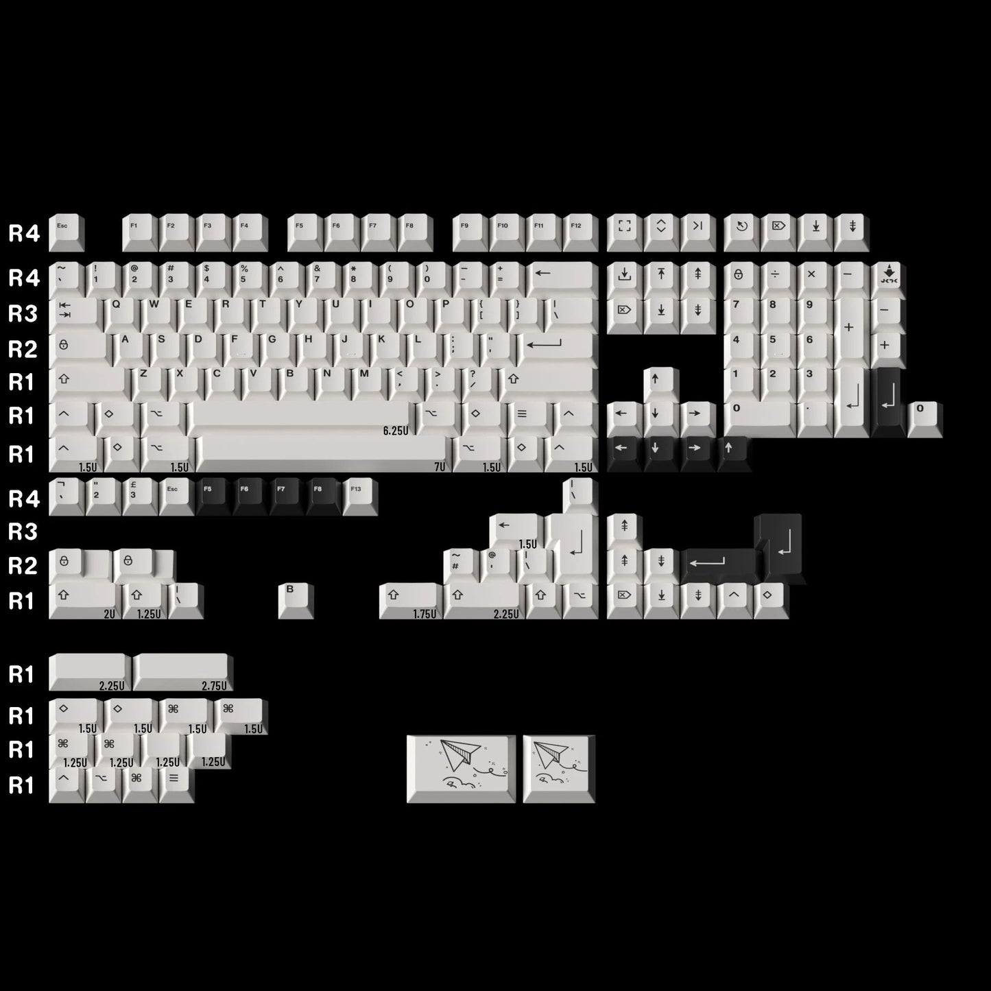 JKDK BOW Minimalist Keycap Set, Cherry Profile, Dye Sub PBT Key Cap