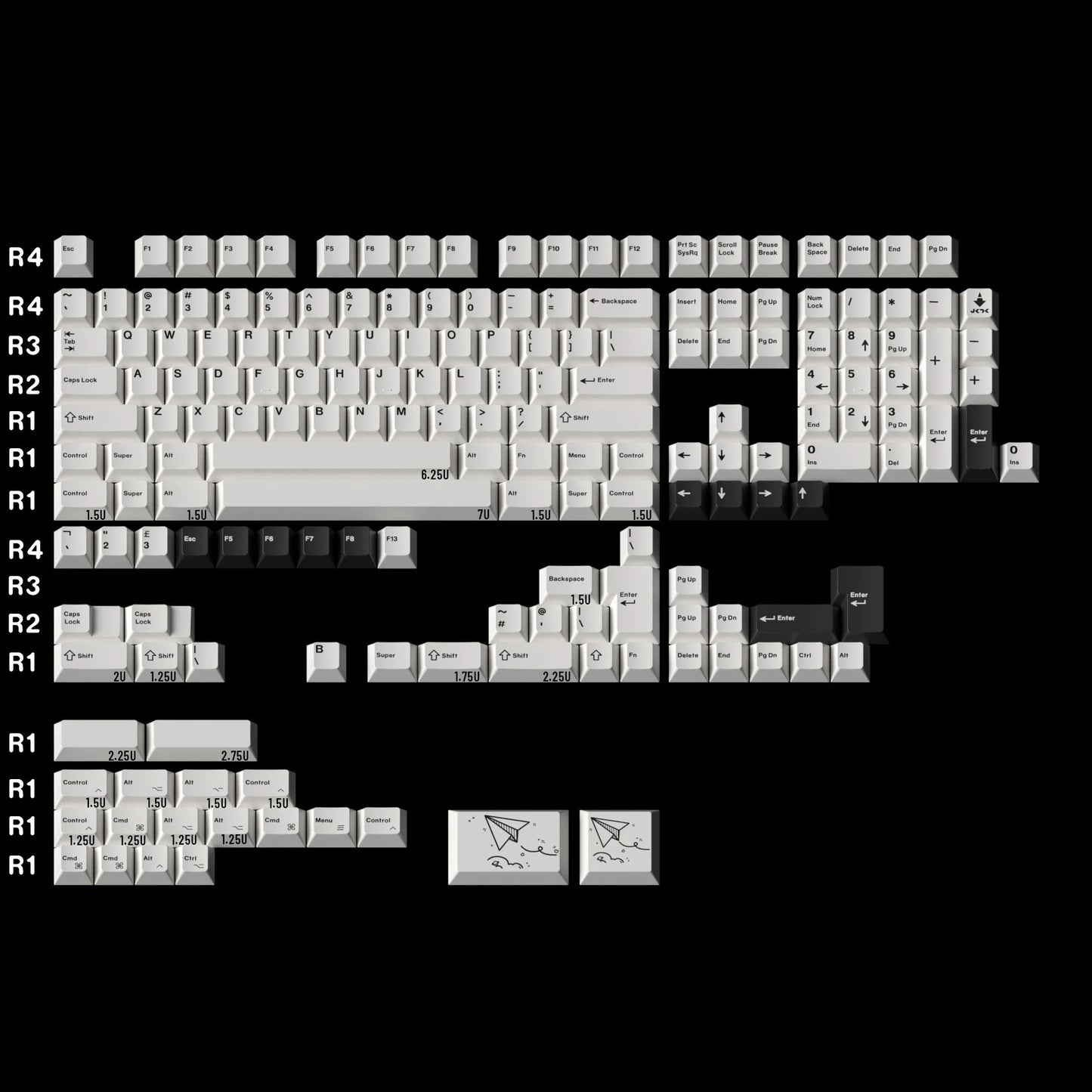 JKDK BOW Minimalist Keycap Set, Cherry Profile, Dye Sub PBT Key Cap