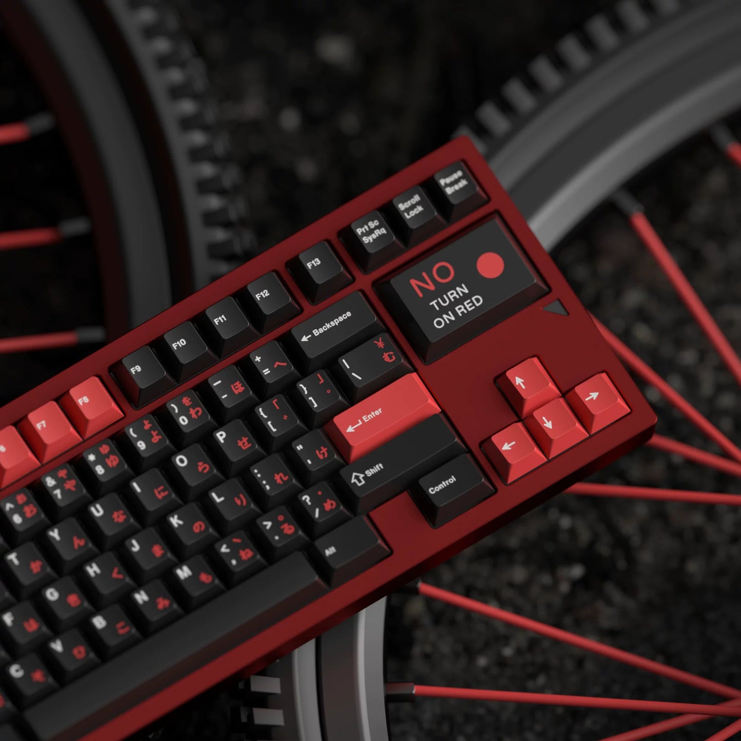 JKDK WOB with Red Sub-legends JP/Cyrillic Keycap Set, Cherry Profile, Dye Sub PBT Key Cap