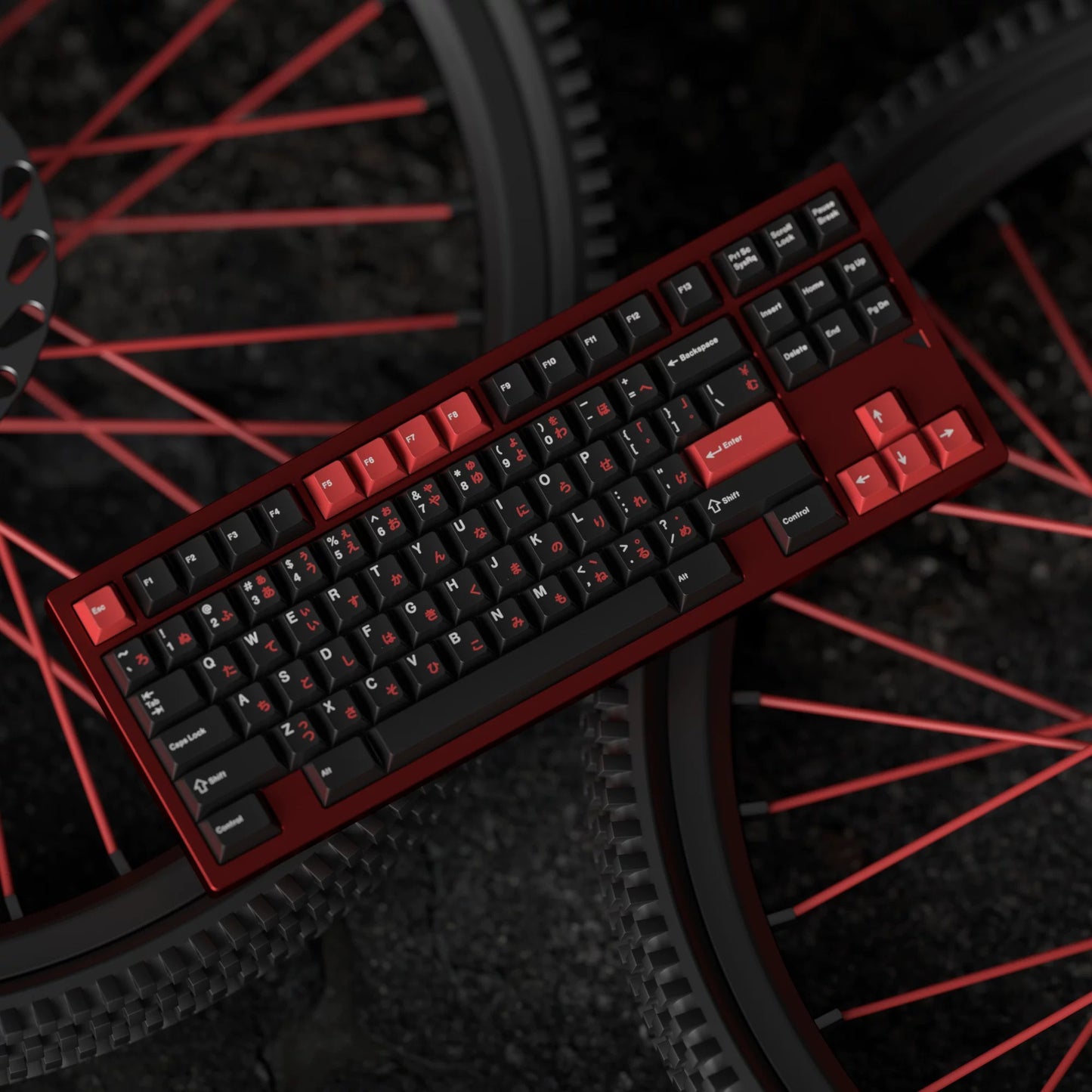 JKDK WOB with Red Sub-legends JP/Cyrillic Keycap Set, Cherry Profile, Dye Sub PBT Key Cap