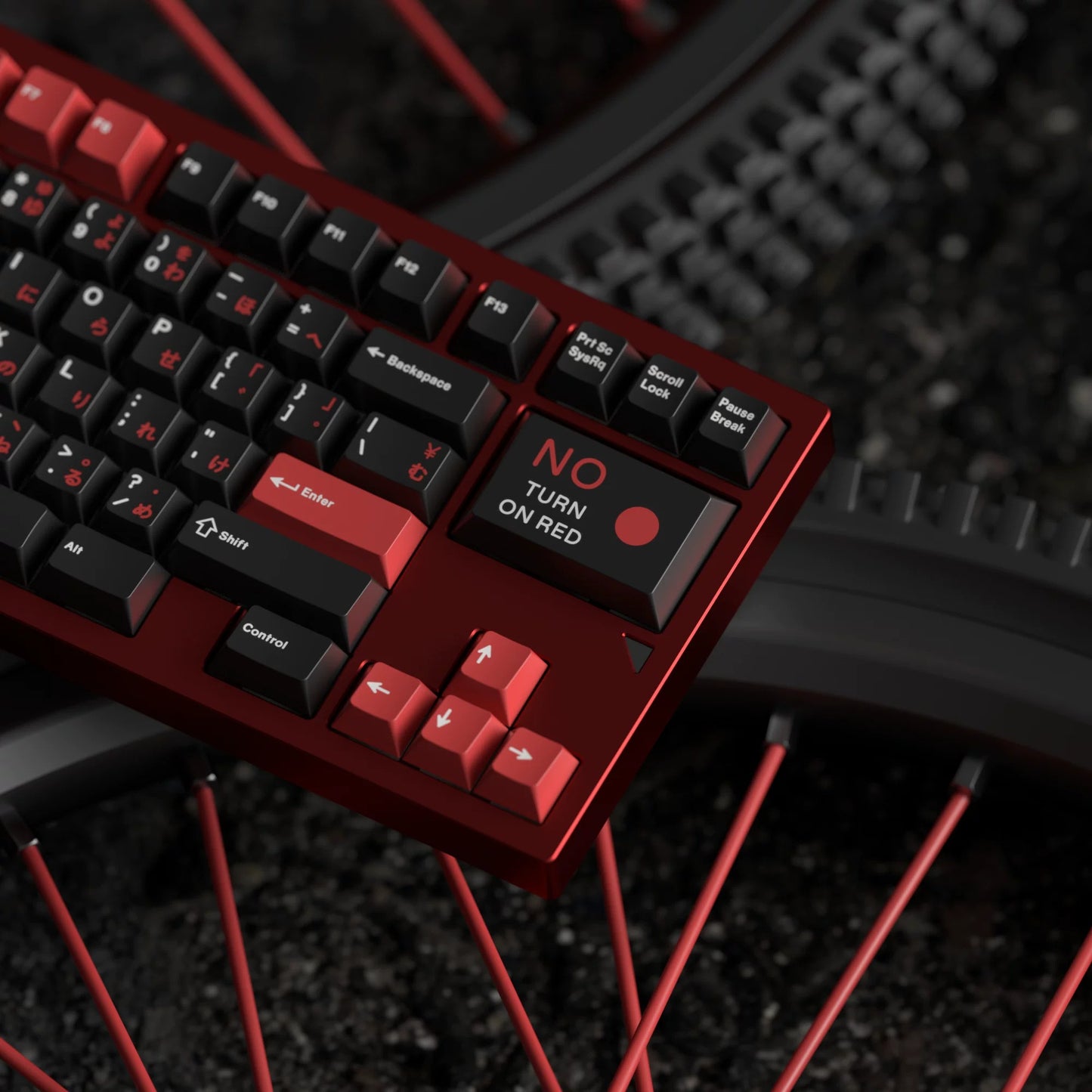 JKDK WOB with Red Sub-legends JP/Cyrillic Keycap Set, Cherry Profile, Dye Sub PBT Key Cap