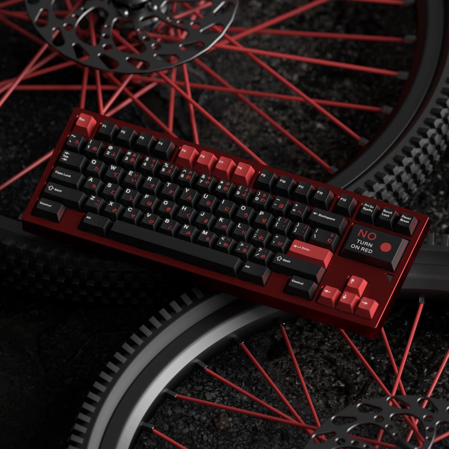 JKDK WOB with Red Sub-legends JP/Cyrillic Keycap Set, Cherry Profile, Dye Sub PBT Key Cap